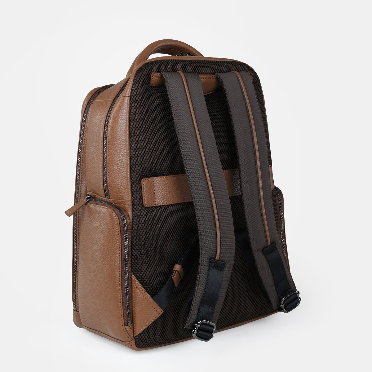 Mario Leather Backpack Large#Color_Tan