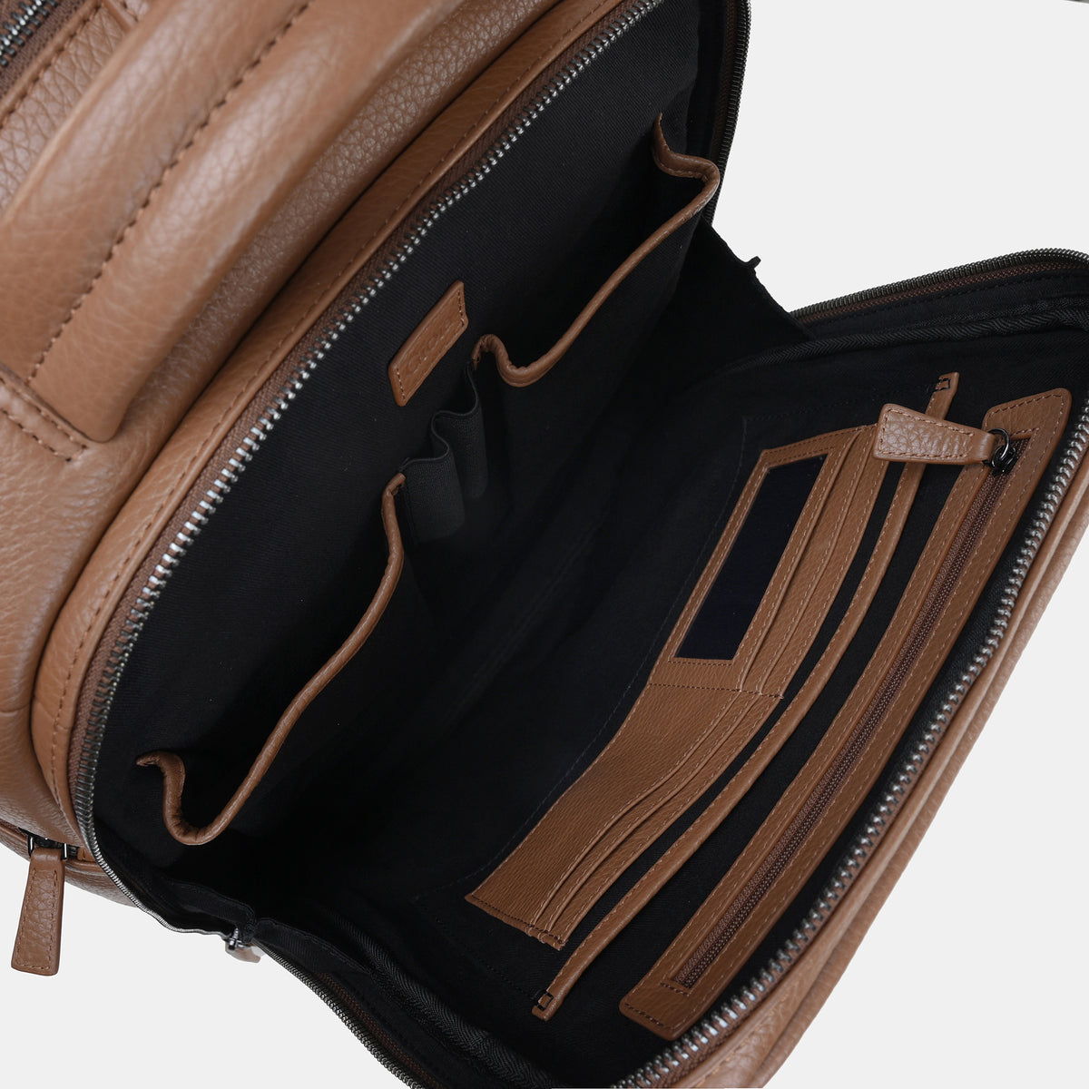 Mario Leather Backpack Large#Color_Tan
