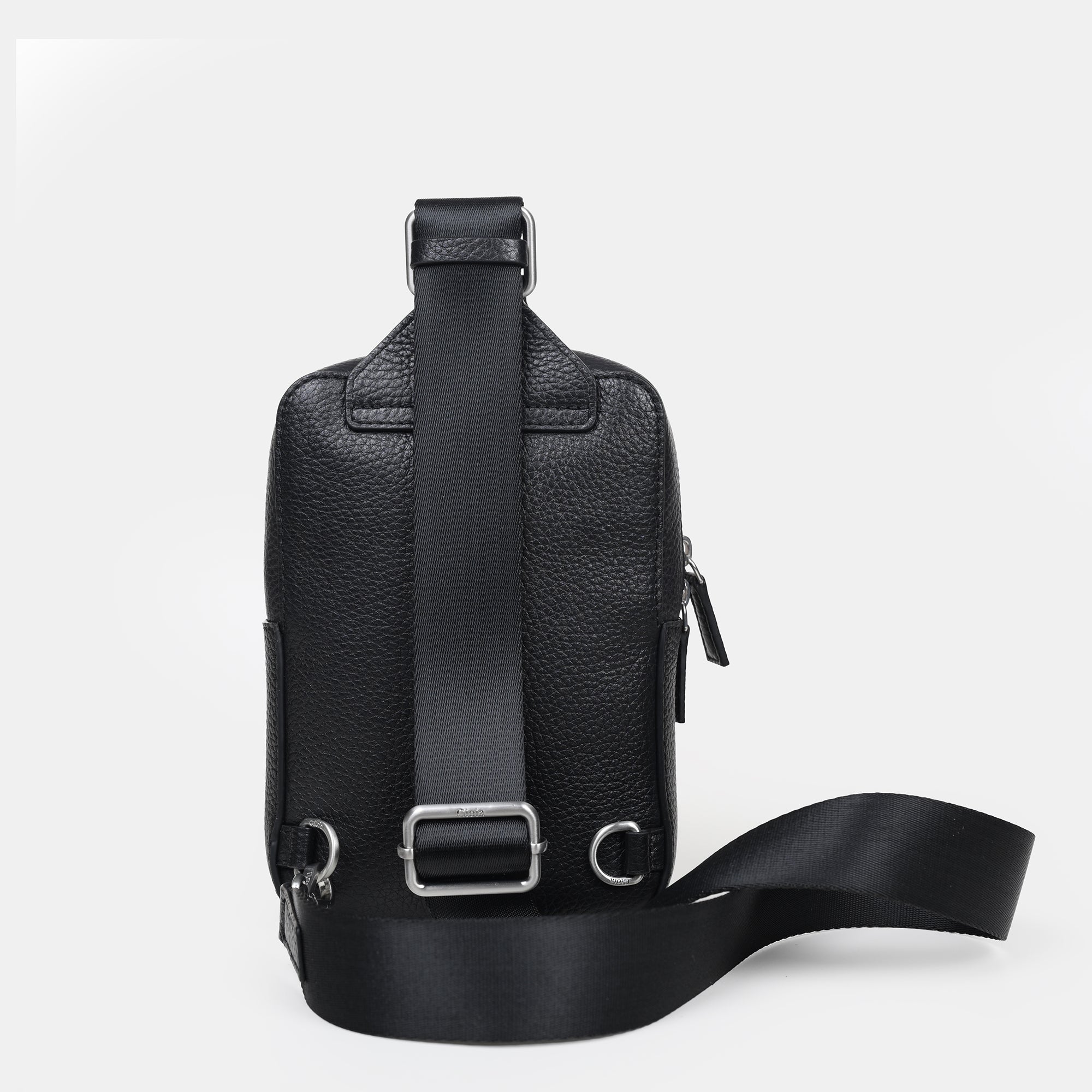 Mario V leather Crossbody Bag Small#Color_Black