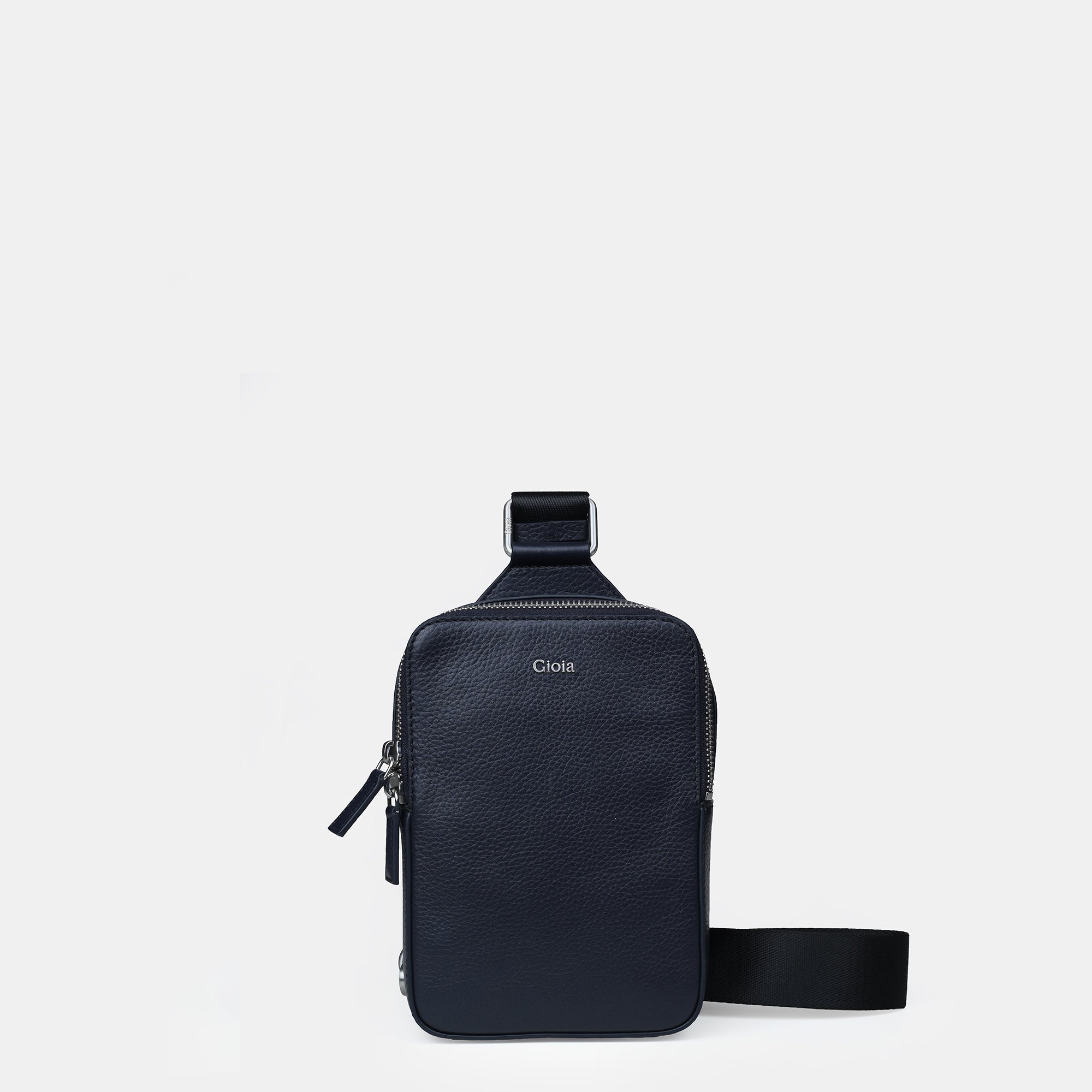 Mario V leather Crossbody Bag Small#Color_Navy