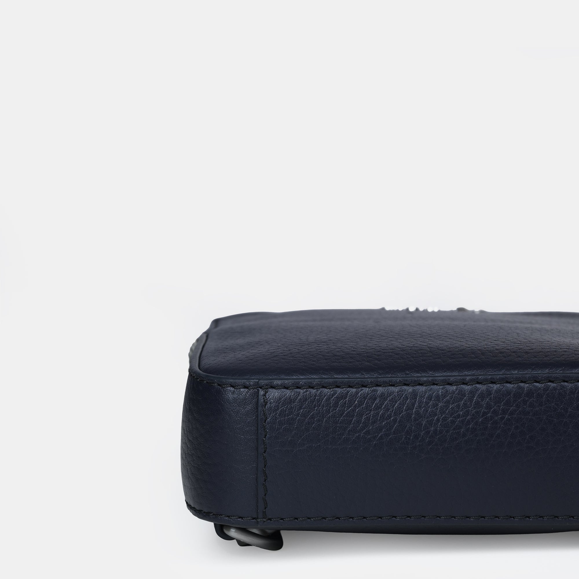 Mario V leather Crossbody Bag Small#Color_Navy