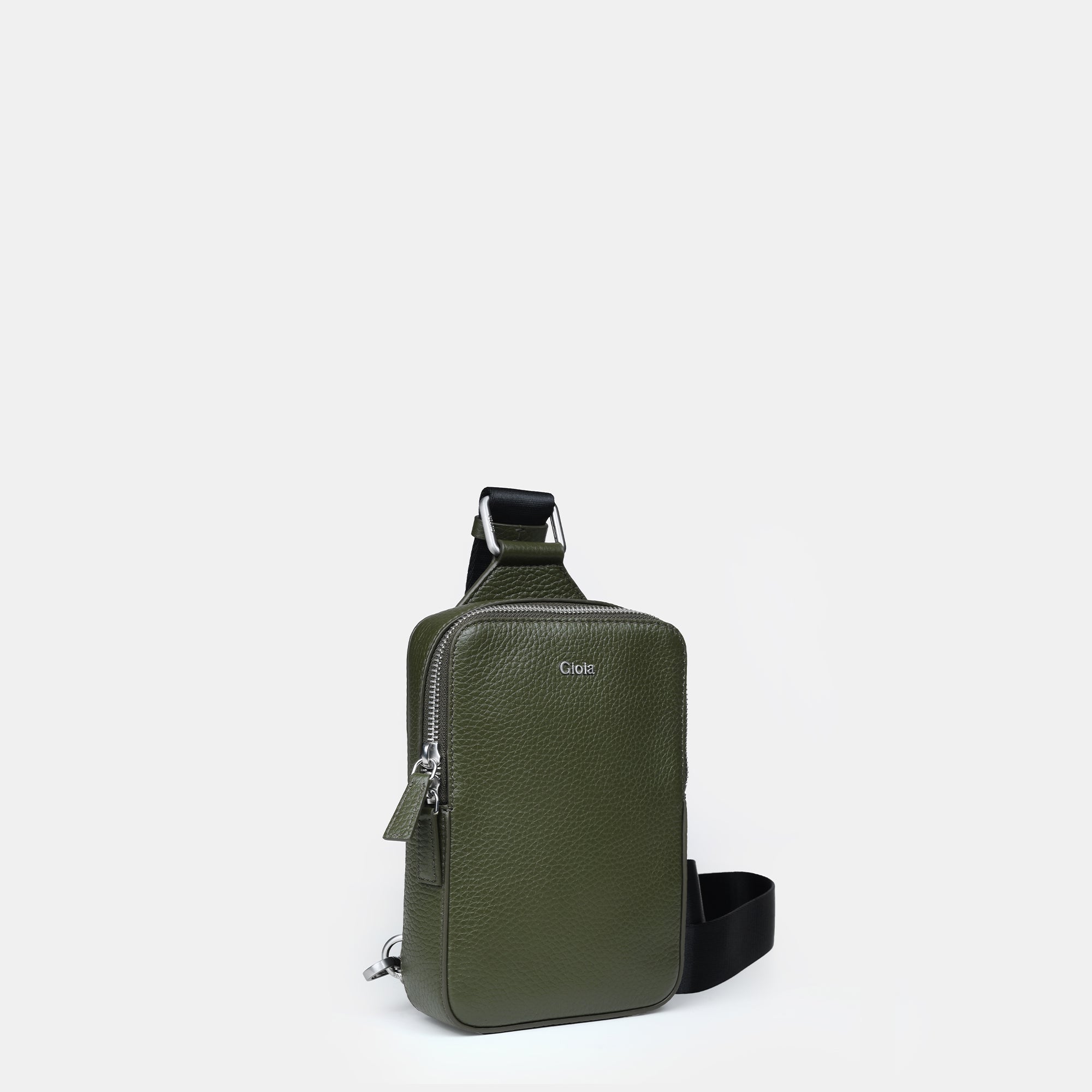 Mario V leather Crossbody Bag Small#Color_Olive