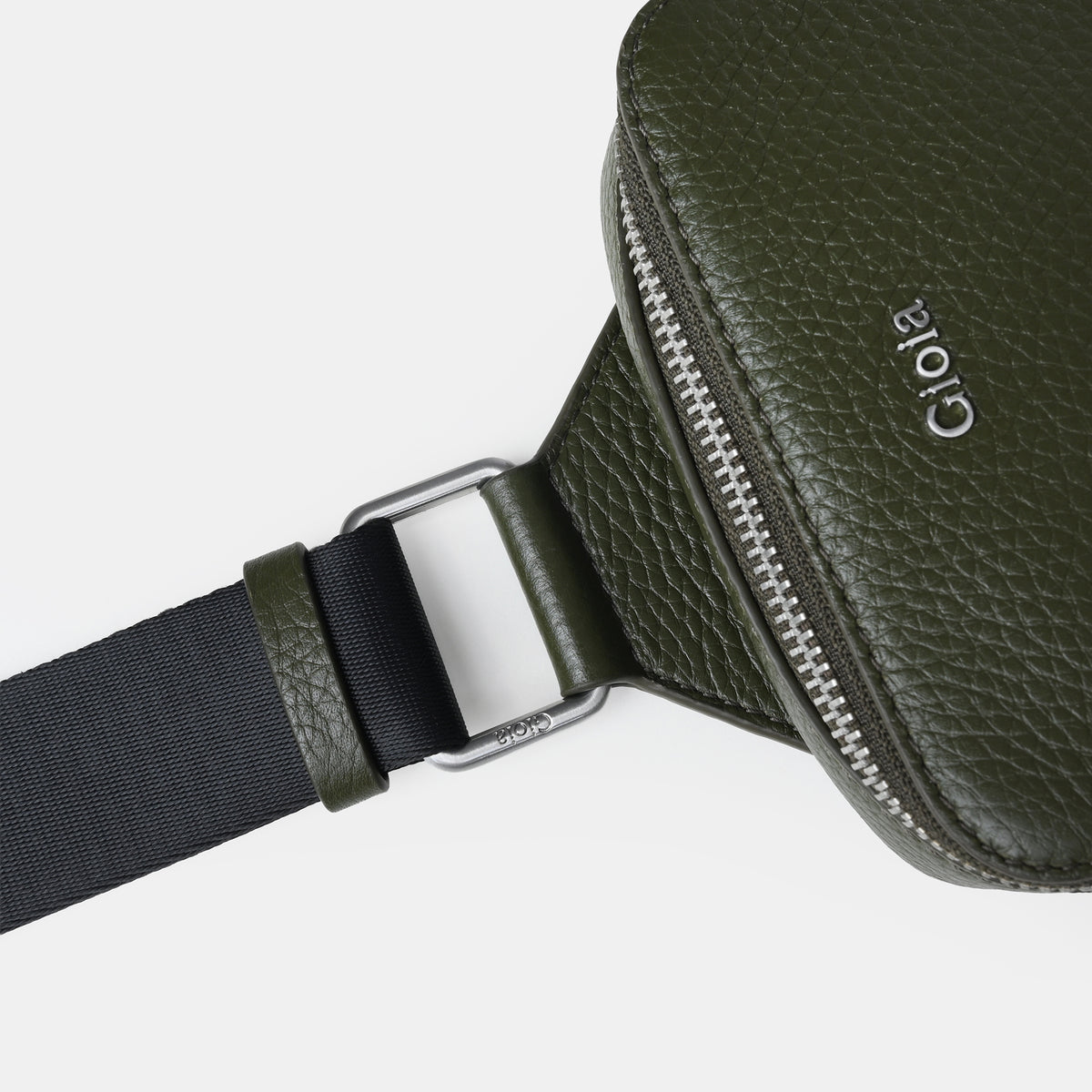 Mario V leather Crossbody Bag Small#Color_Olive