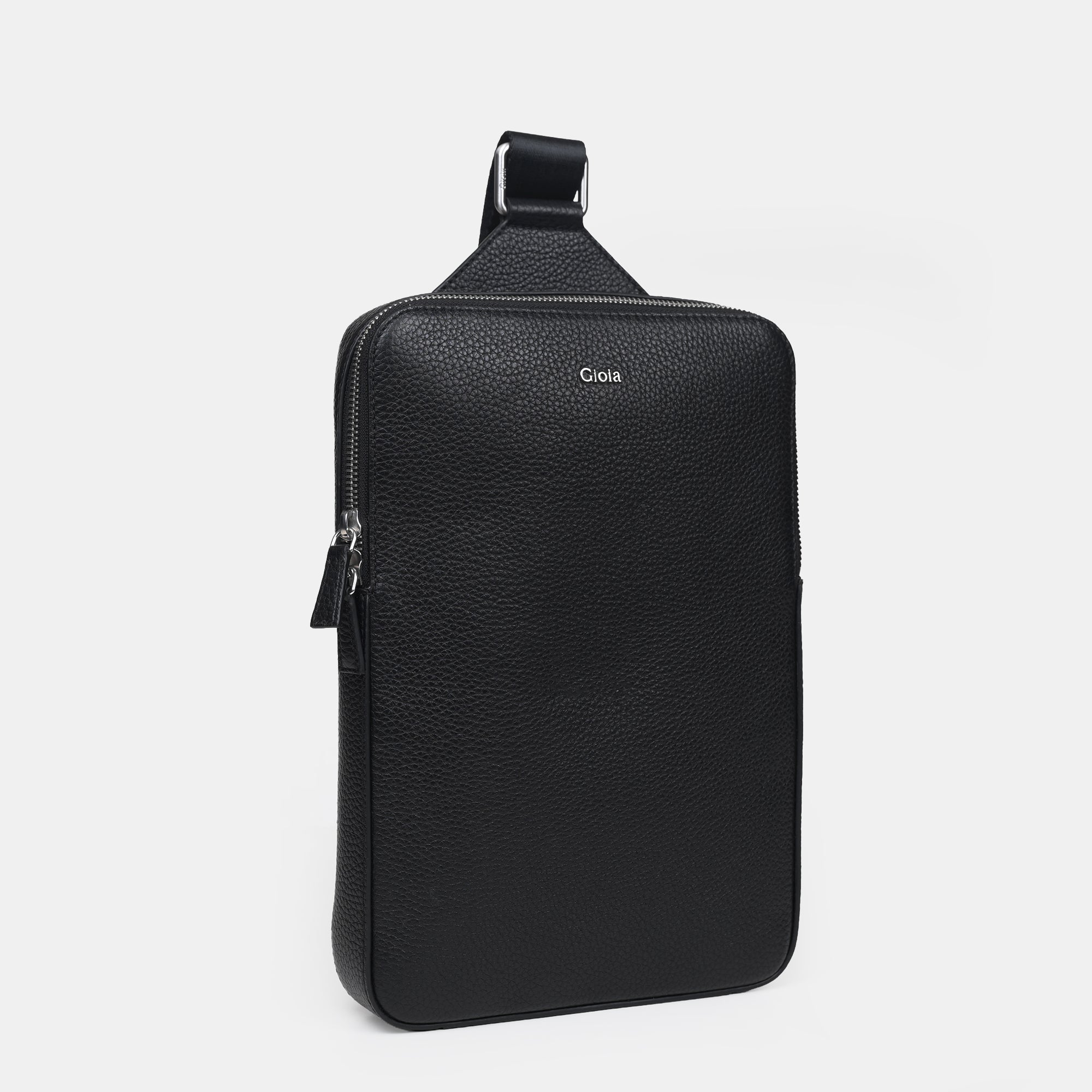 Mario V leather Crossbody Bag#Color_Black