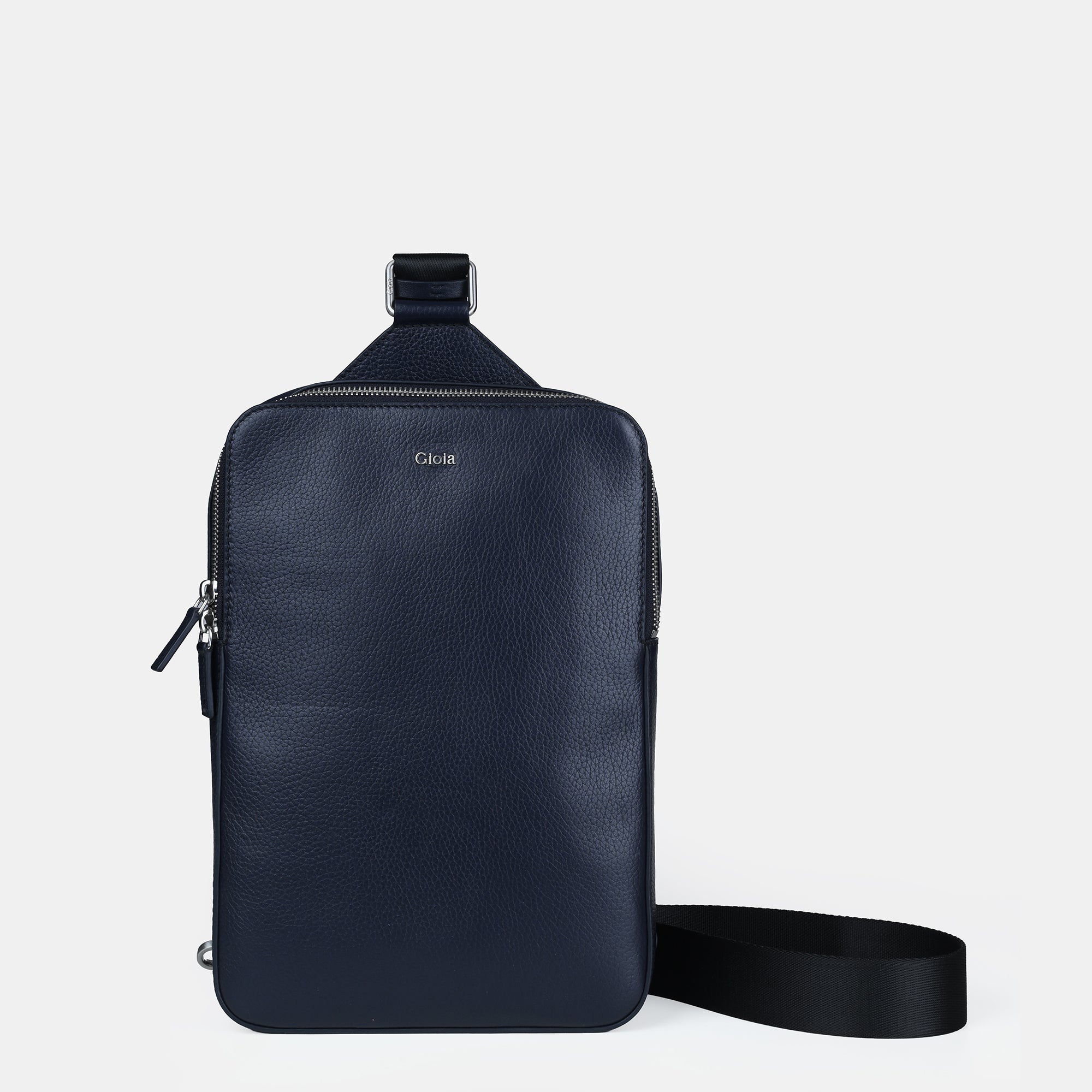 Mario V leather Crossbody Bag#Color_Navy