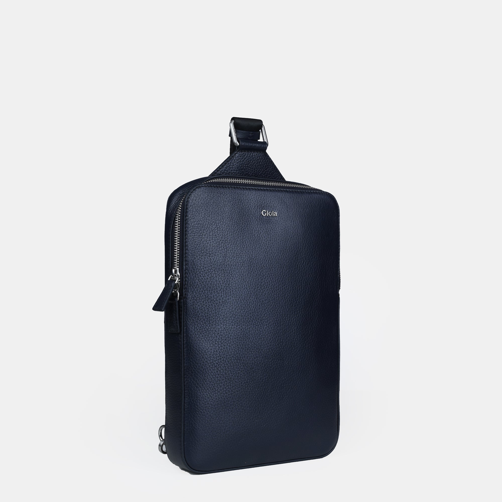 Mario V leather Crossbody Bag#Color_Navy