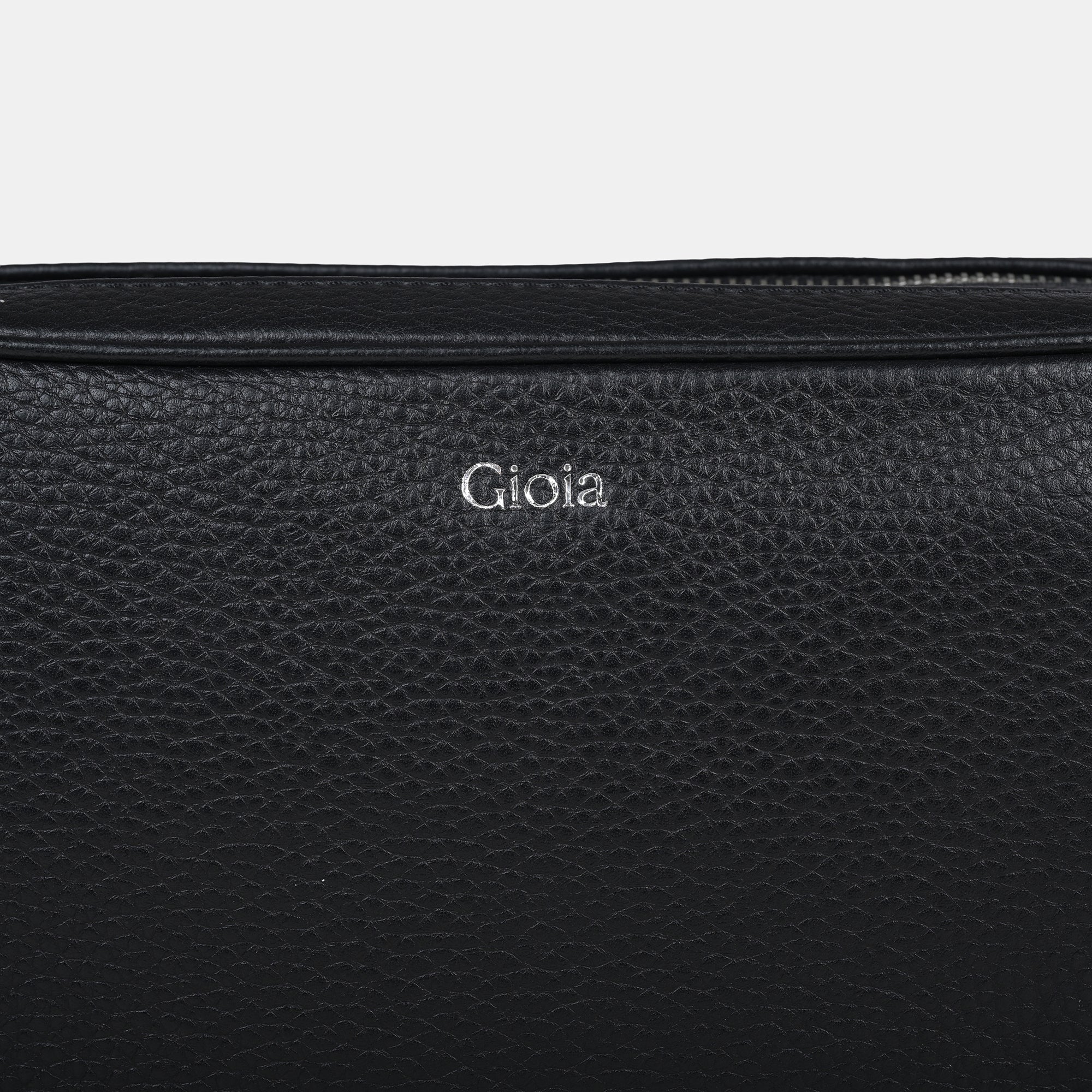 Mario Double Zip Leather  Crossbody Bag#Color_Black