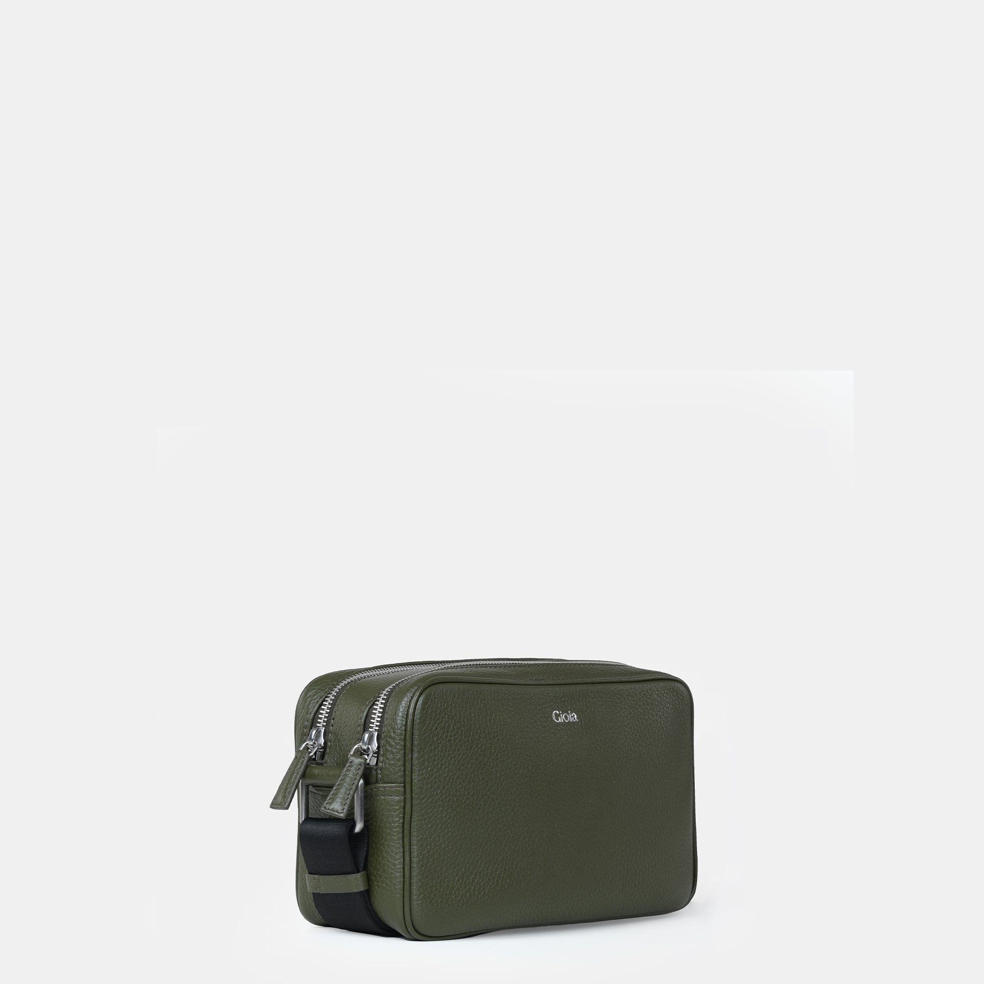 Mario Double Zip Leather  Crossbody Bag#Color_Olive