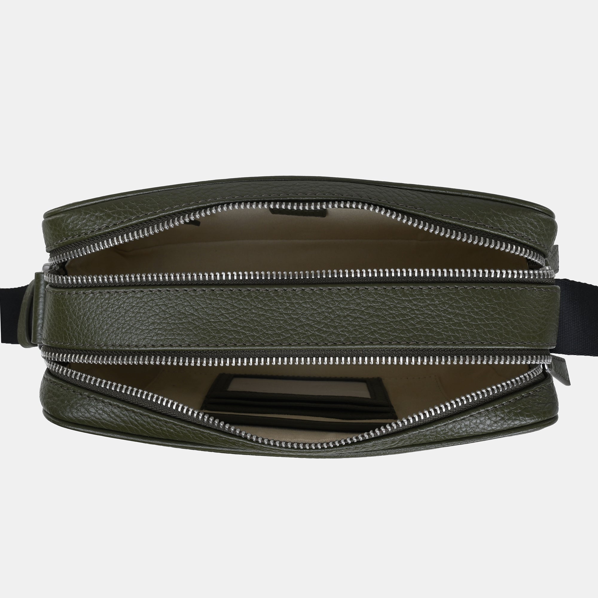 Mario Double Zip Leather  Crossbody Bag#Color_Olive