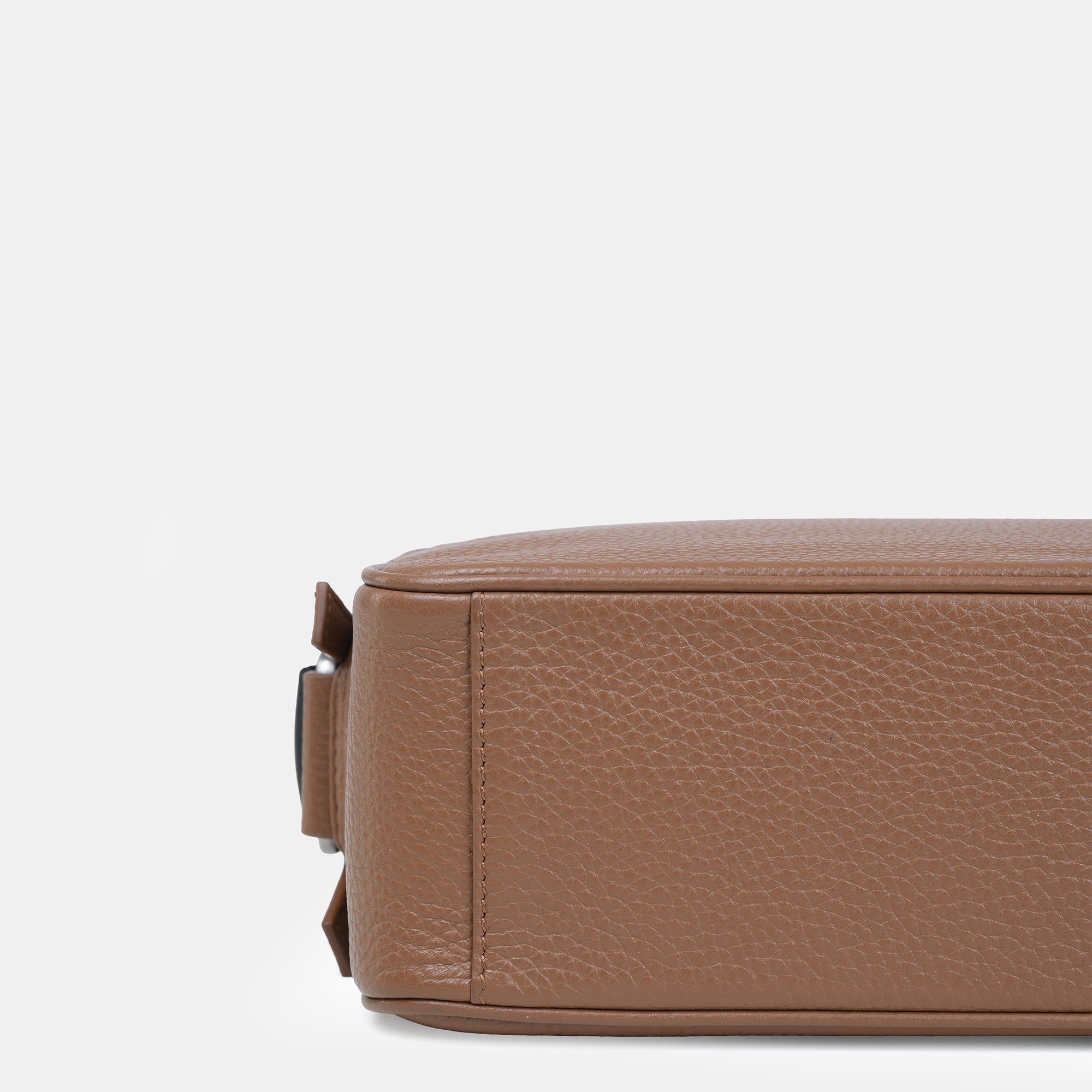 Mario Double Zip Leather  Crossbody Bag#Color_Tan