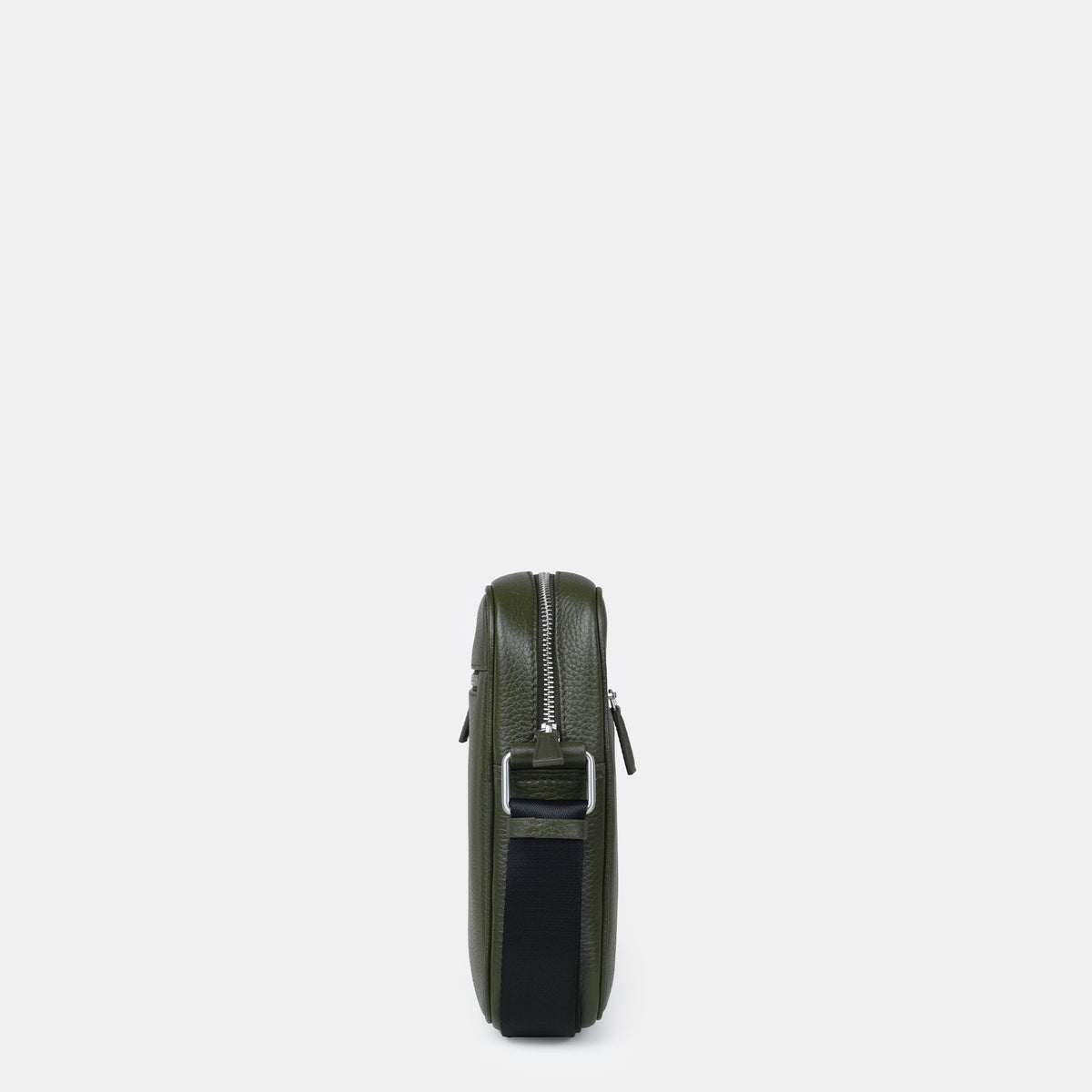 Mario Front Zip Leather Crossbody Bag#Color_Olive