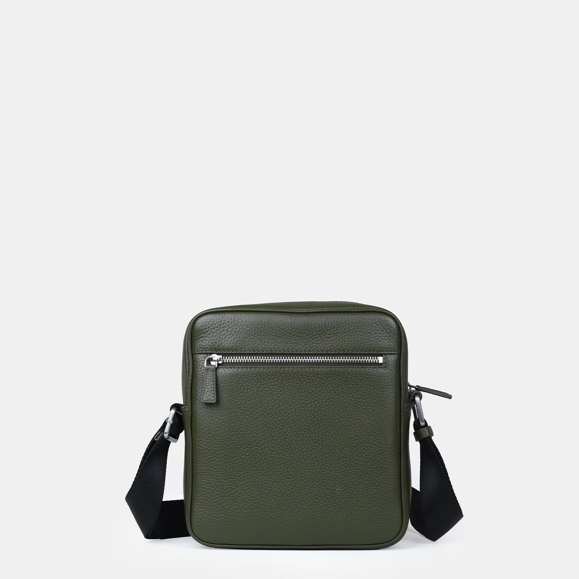 Mario Front Zip Leather Crossbody Bag#Color_Olive