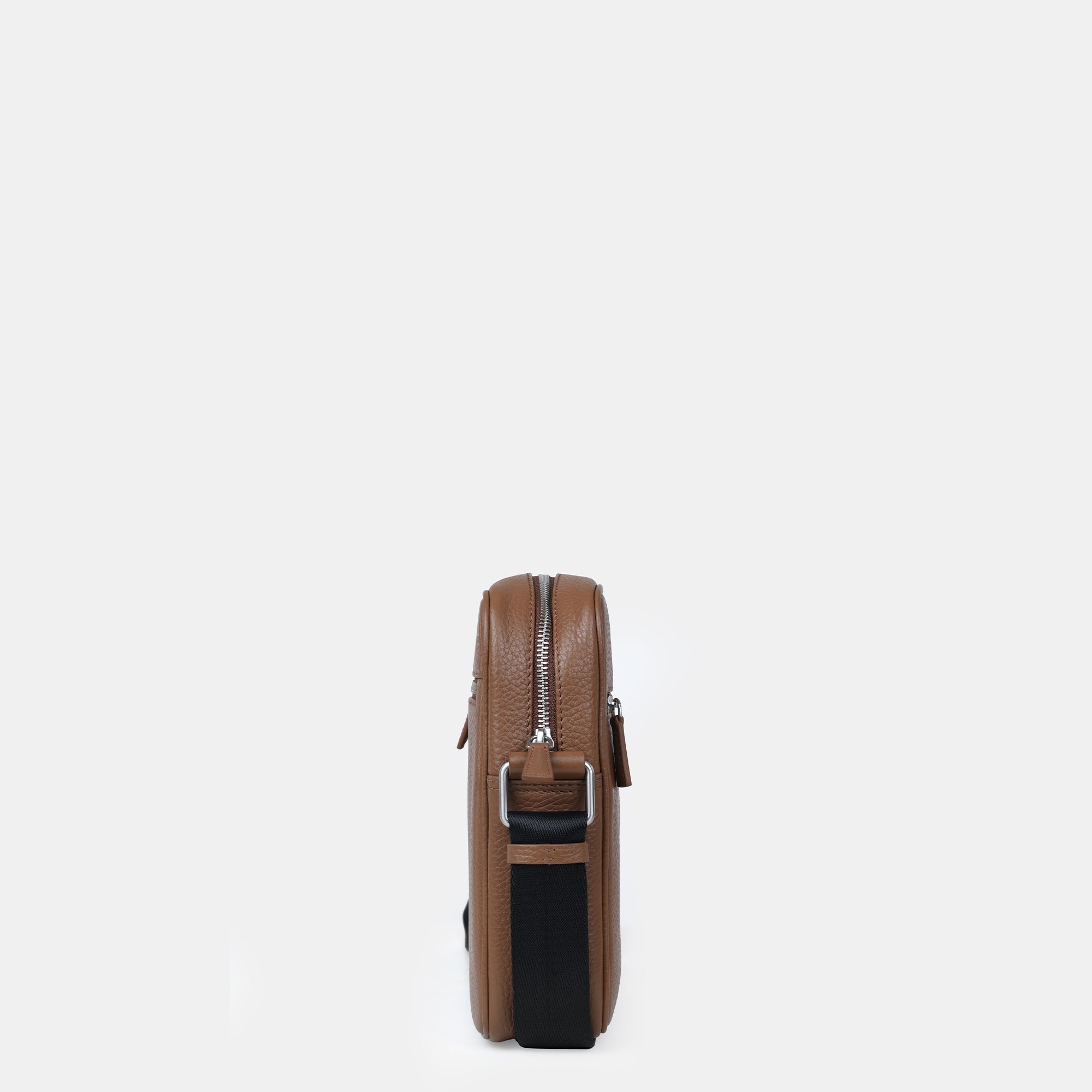 Mario Front Zip Leather Crossbody Bag#Color_Tan