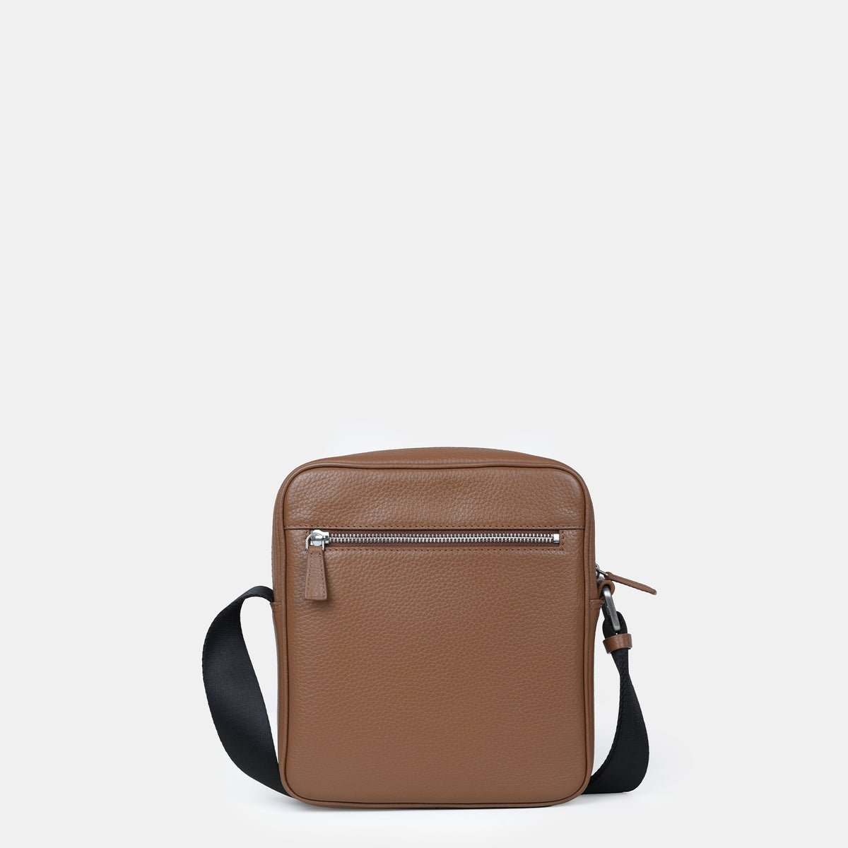 Mario Front Zip Leather Crossbody Bag#Color_Tan