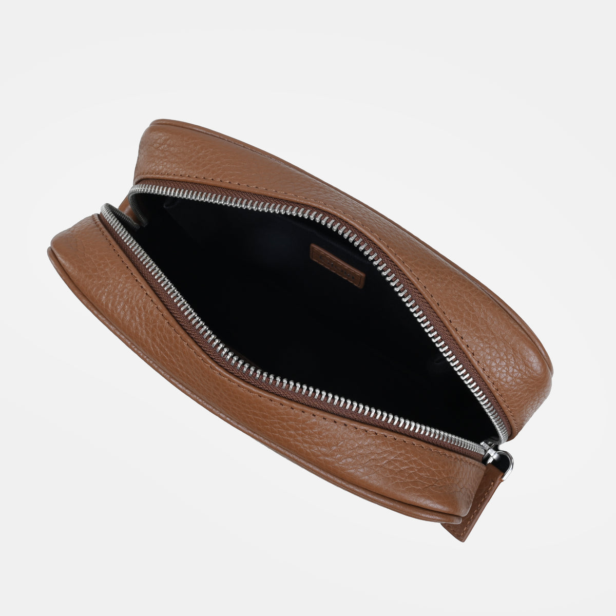 Mario Front Zip Leather Crossbody Bag#Color_Tan