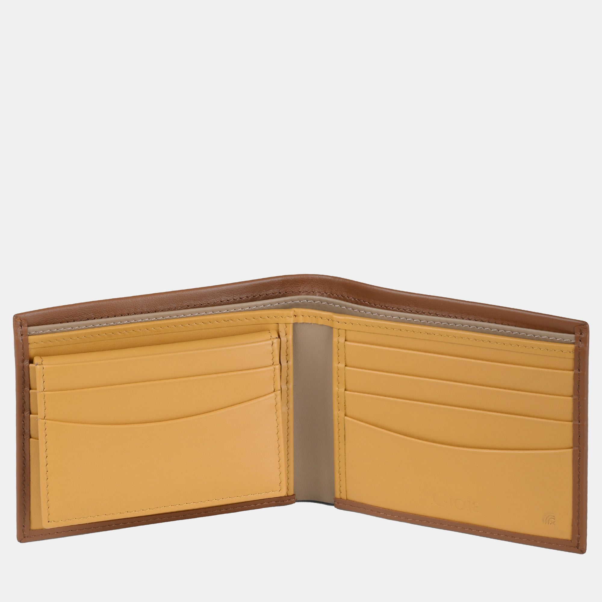 Multi-Color Bifold Wallet 10 cc with Coin Case and ID Insert#color_Tan-Yellow-Peach