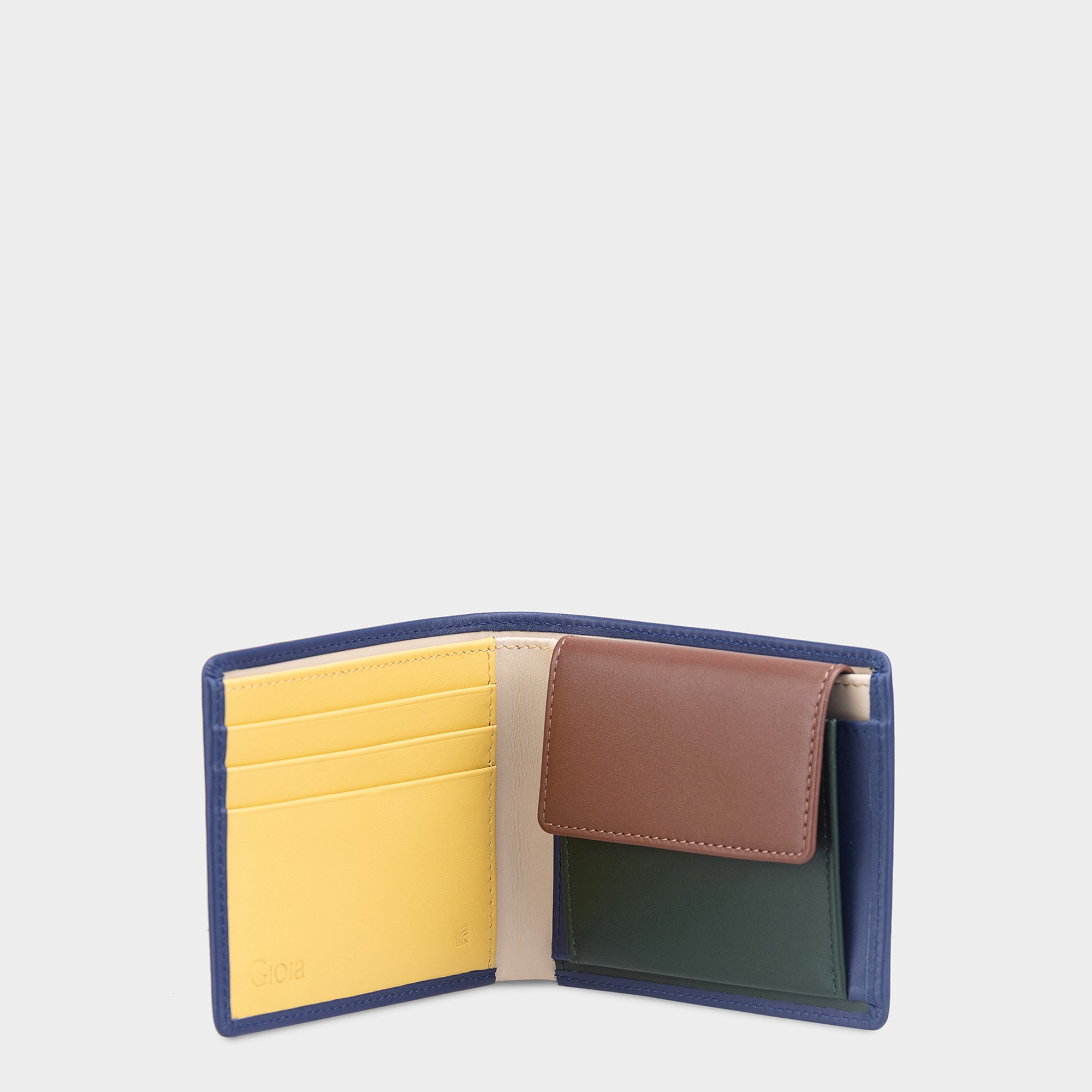 Multi-Color Bifold Wallet  with Coin Case 3cc#Color_Blue