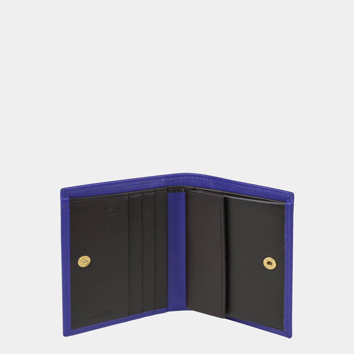 Multi-Color Bifold Wallet  with Coin Case 3cc#Color_Blue-brown