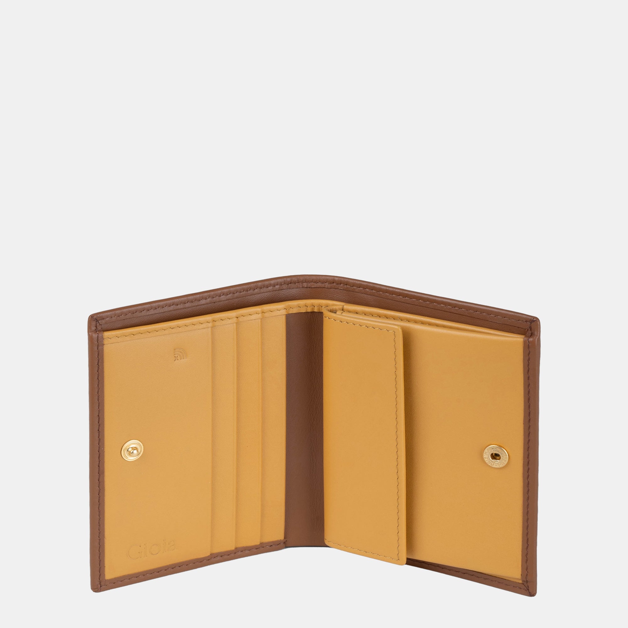 Multi-Color Mini Bifold Wallet with Coin Case 3cc#color_Tan-Yellow