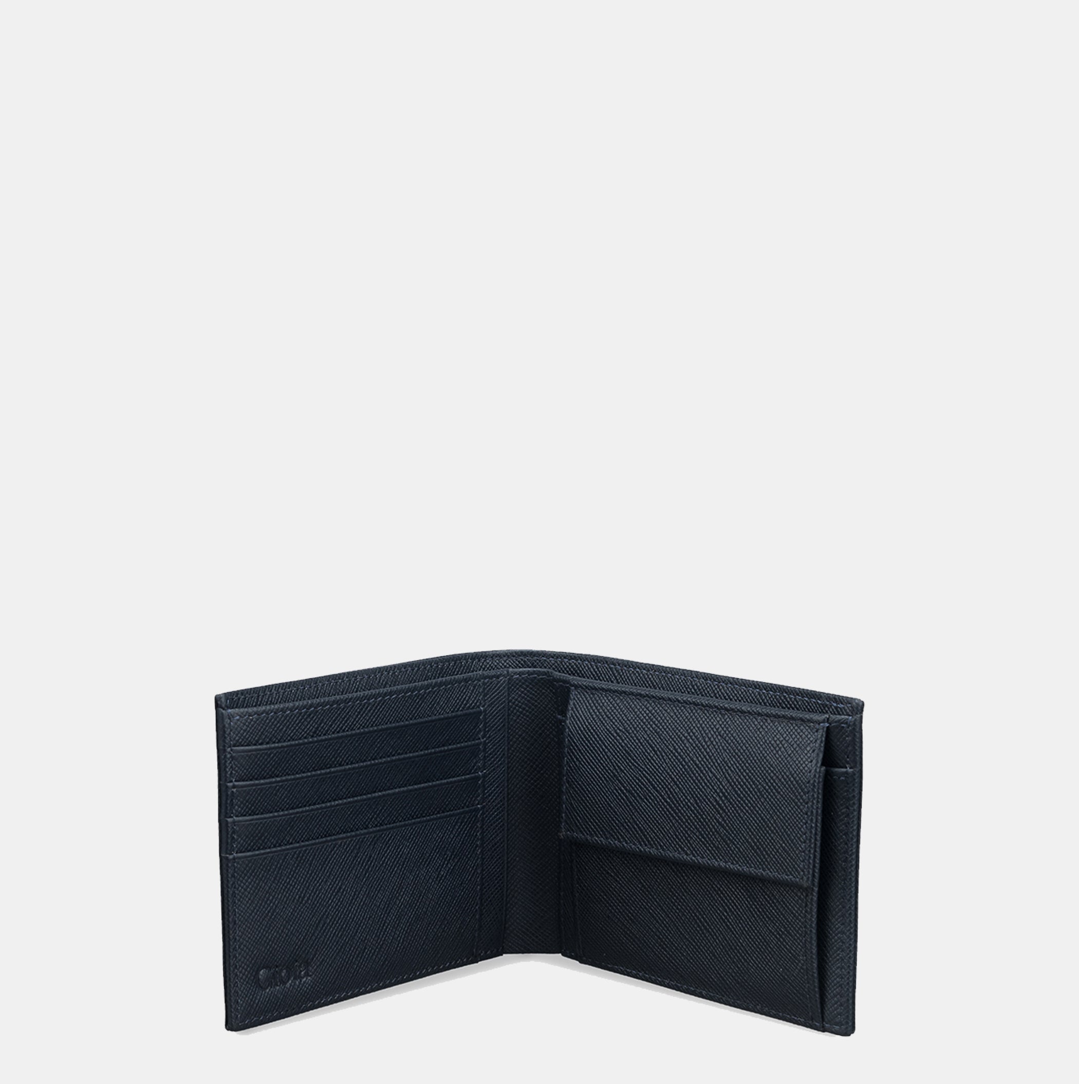 Saffiano Bifold Wallet with Coin Case#Color_Navy