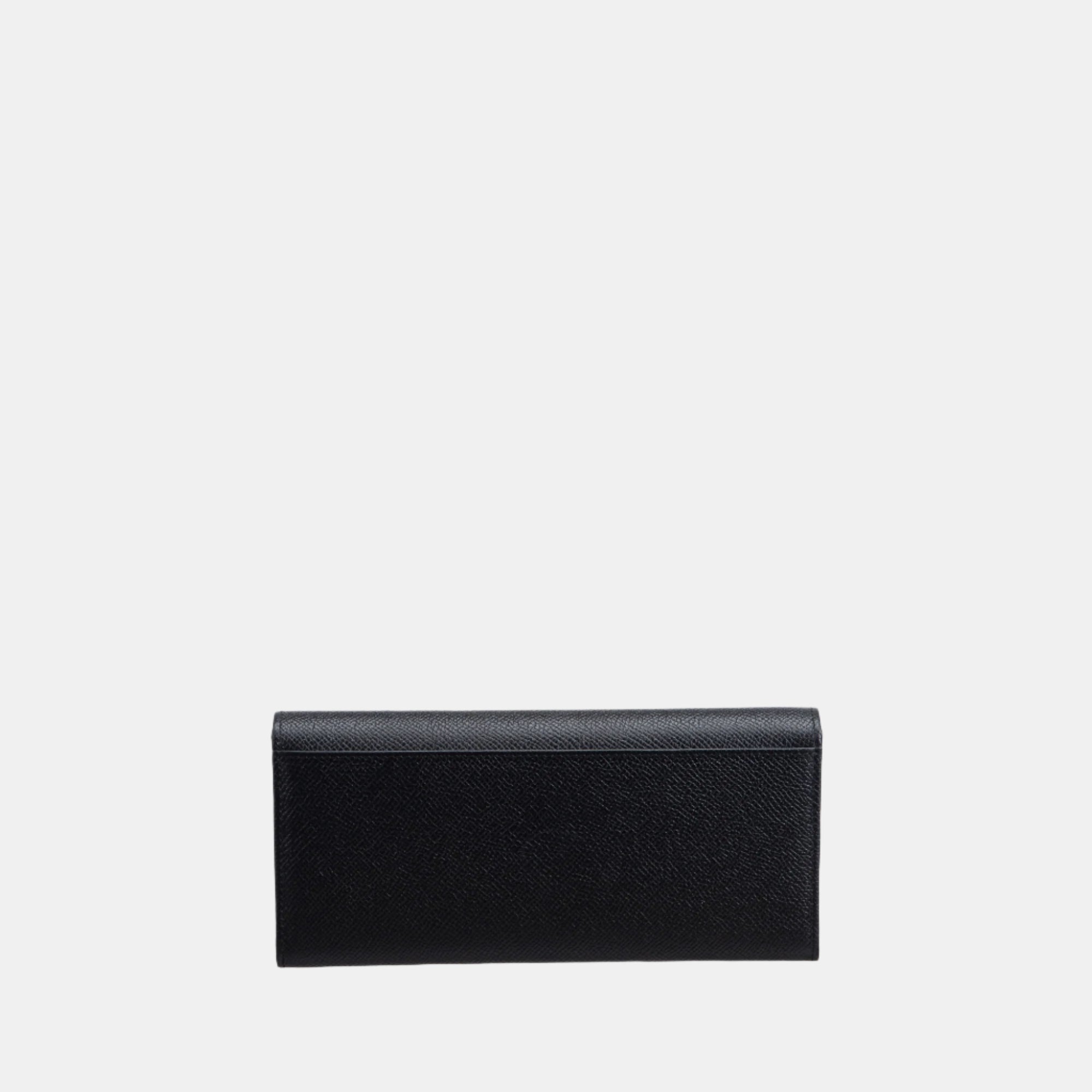 Saffiano Flapover Clutch#Color_Black
