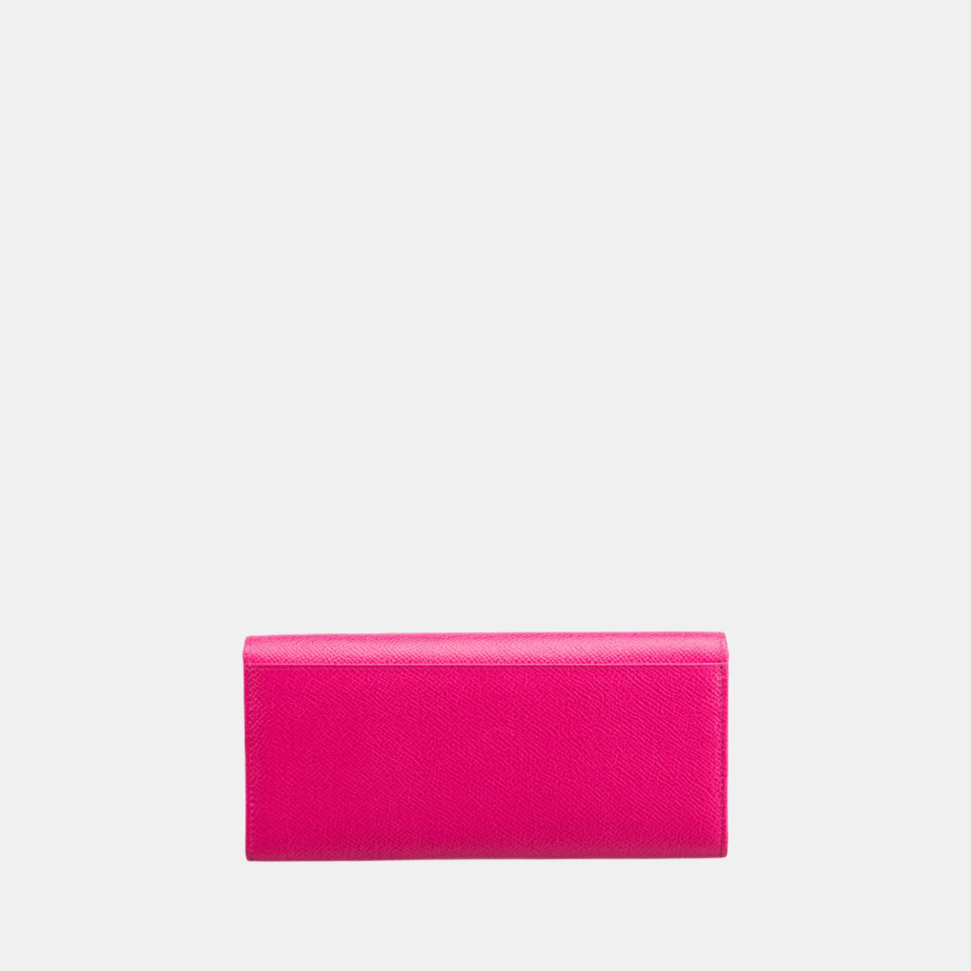 Saffiano Flapover Clutch#Color_Pink