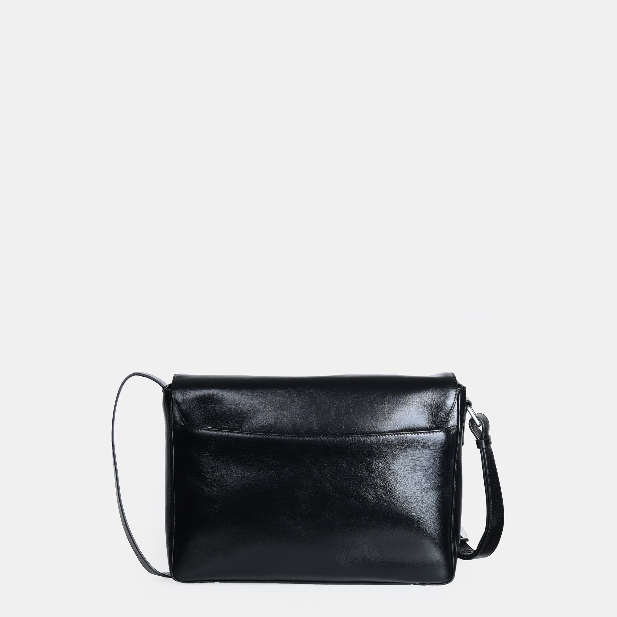 Sergio Leather Messenger Bag#Color_Black