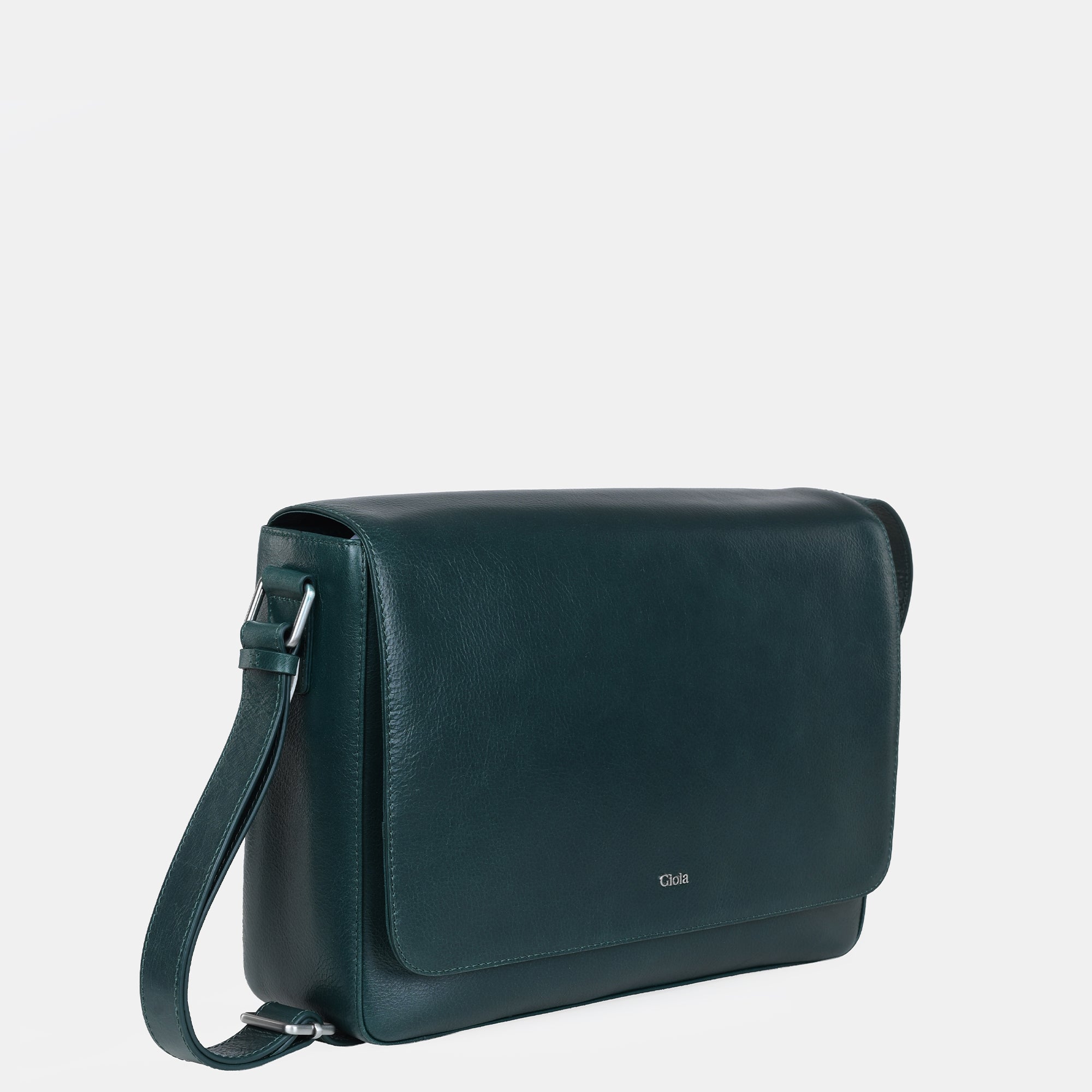 Sergio Leather Messenger Bag#Color_Green