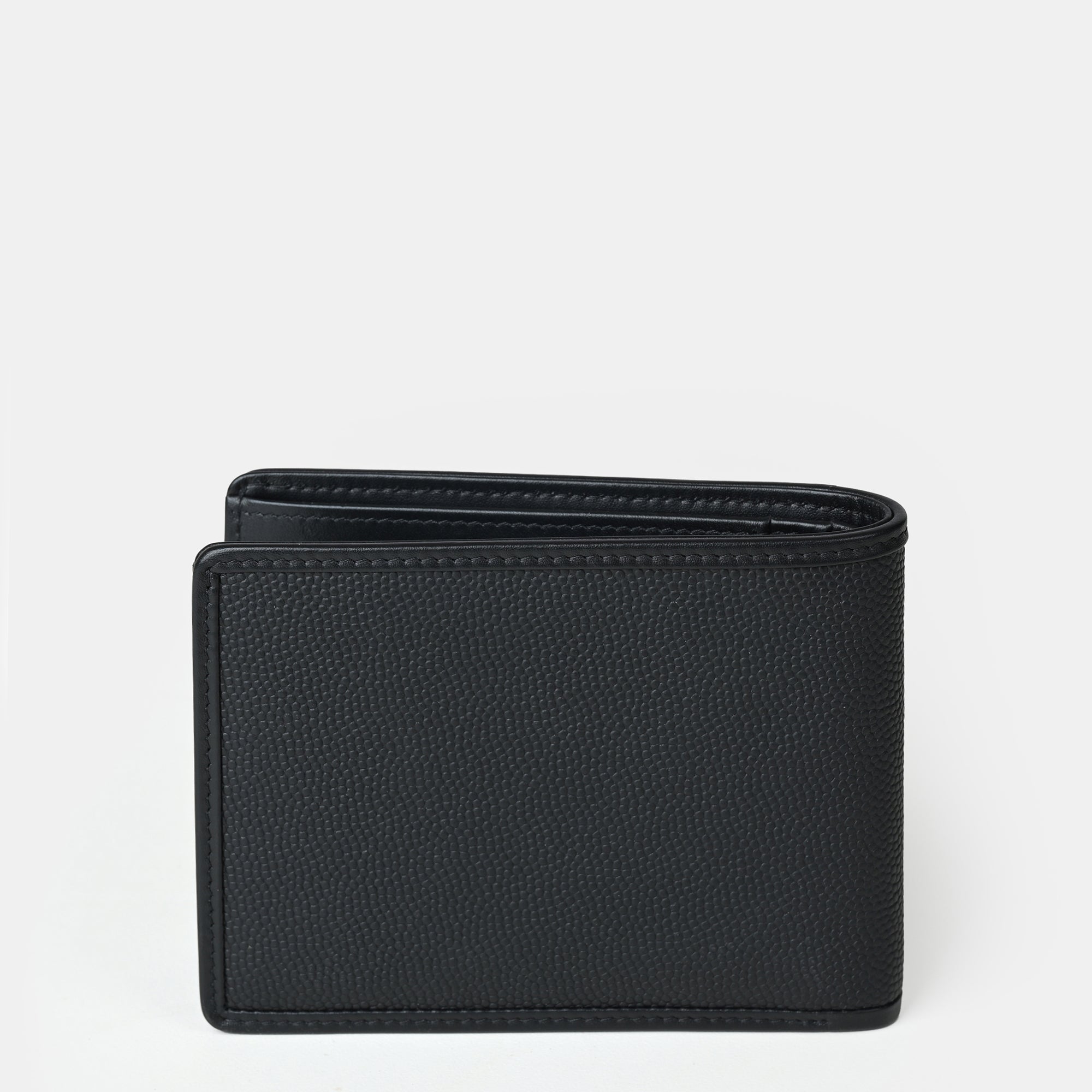 Textured Bifold Wallet 4 cc with Coin Case#Color_Black