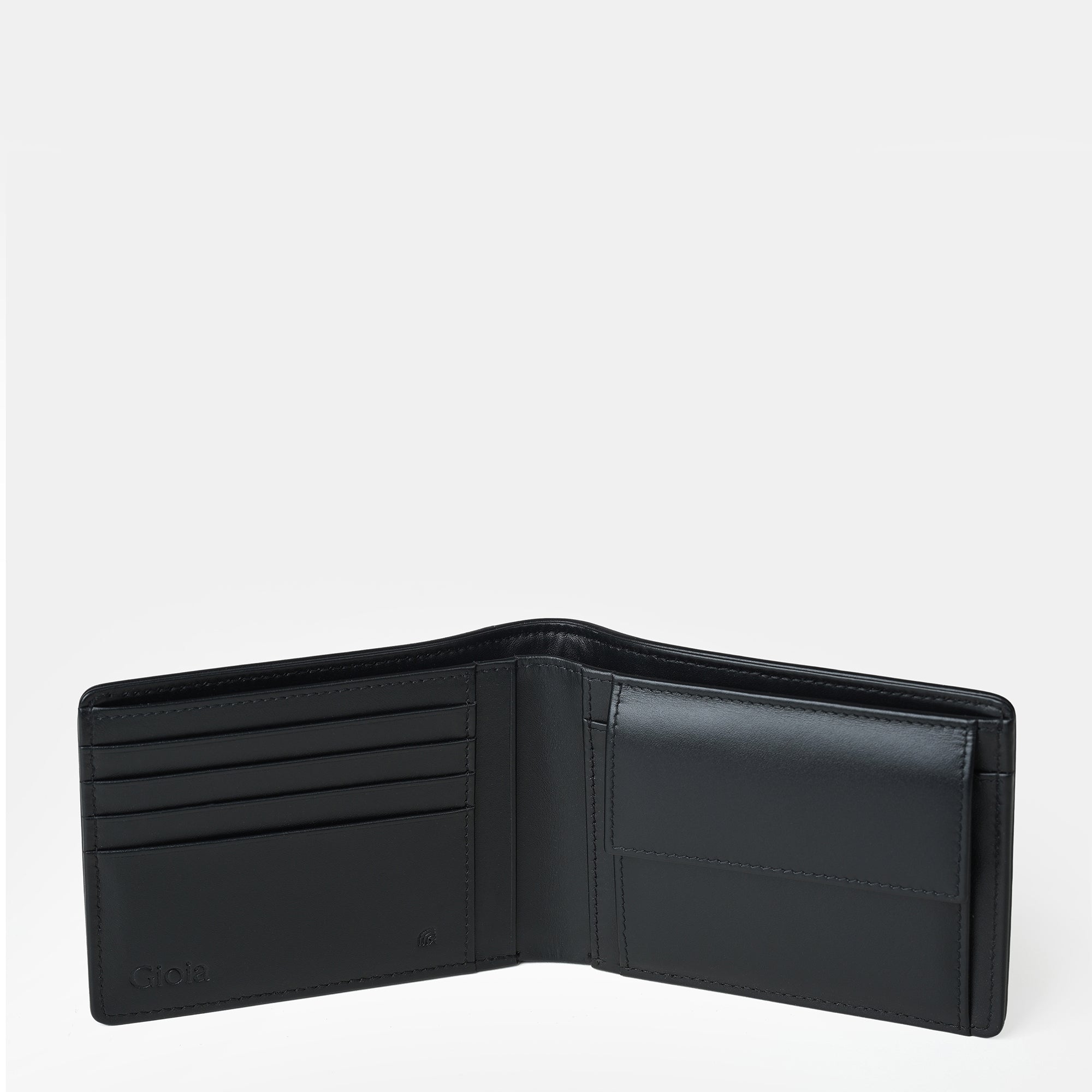 Textured Bifold Wallet 4 cc with Coin Case#Color_Black