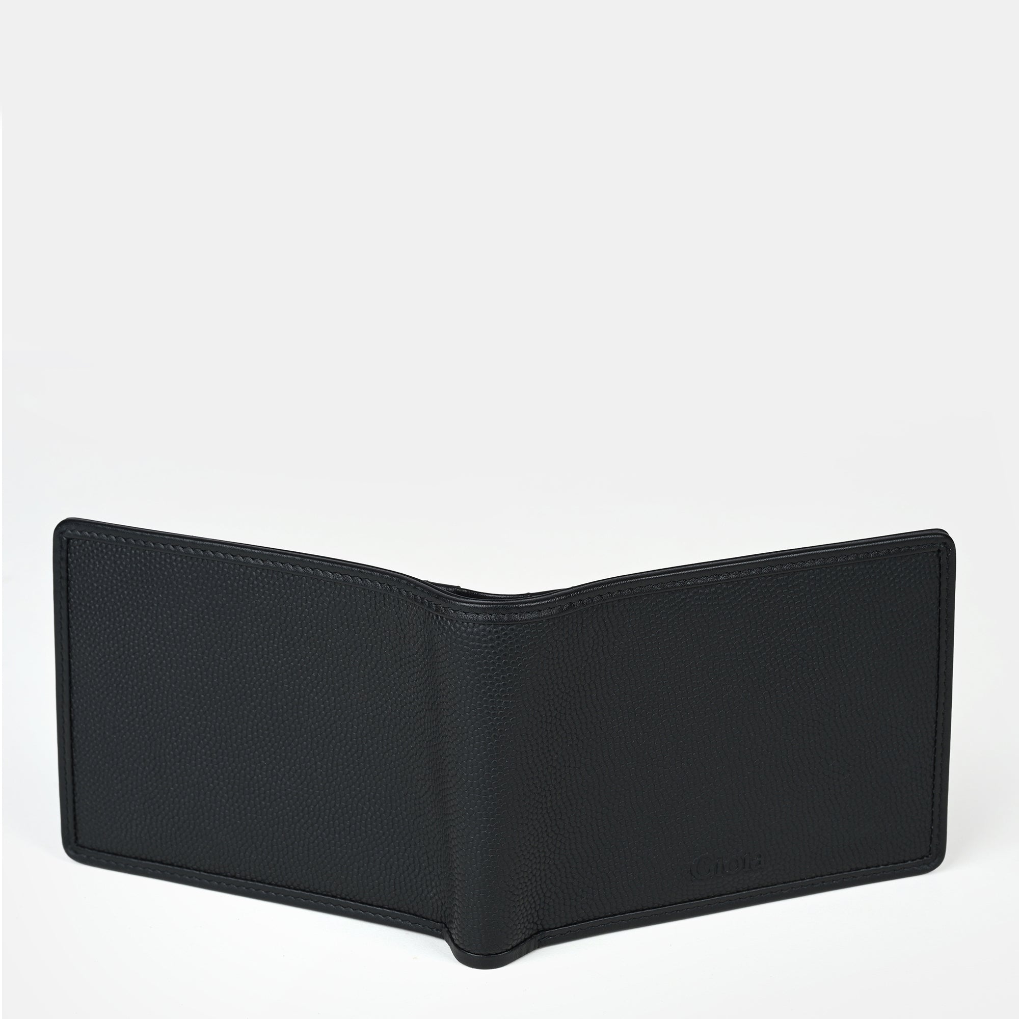 Textured Bifold Wallet 4 cc with Coin Case#Color_Black