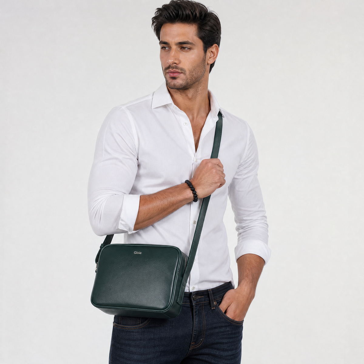 Sergio Leather  Crossbody Bag#Color_Green