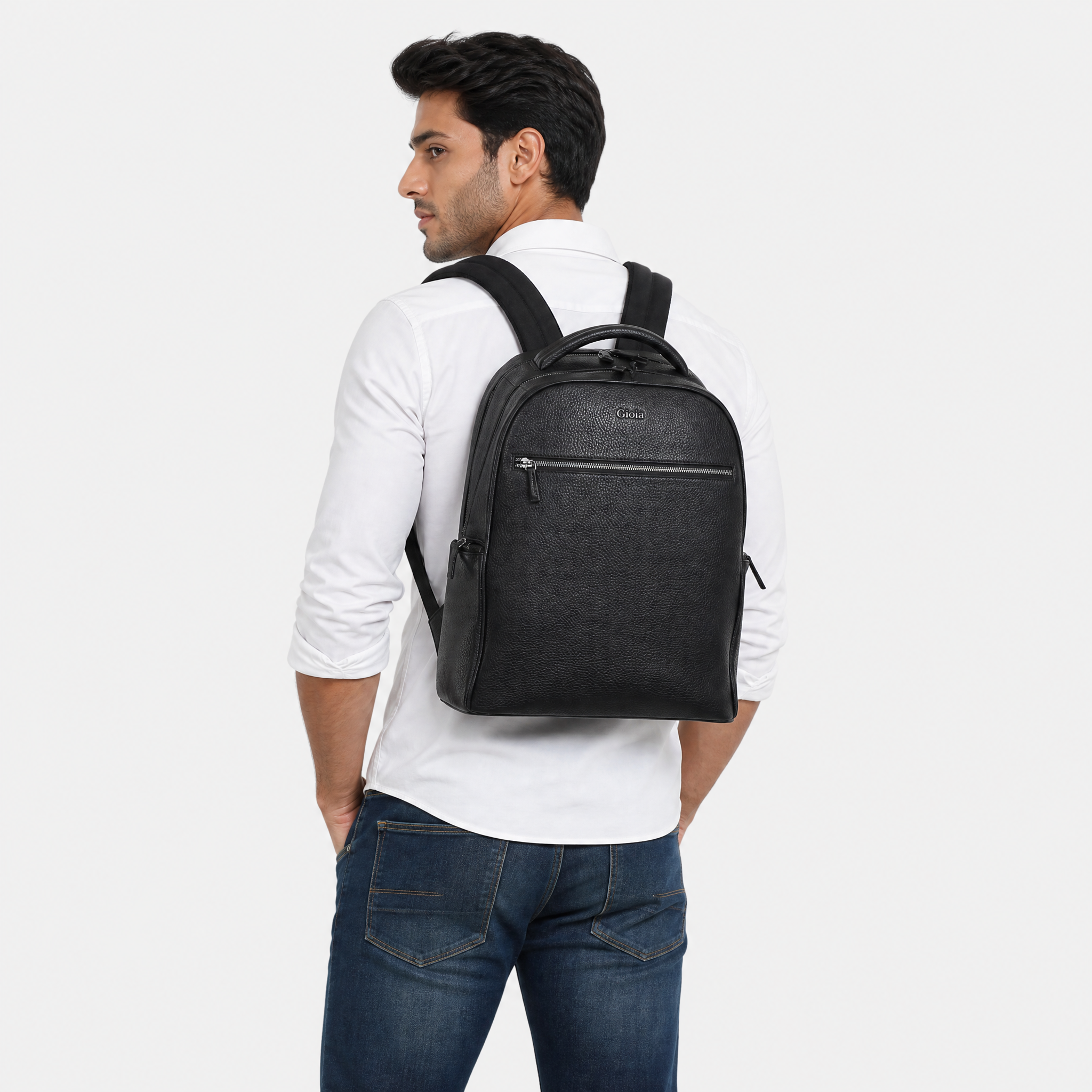 Mario Leather Backpack#Color_Black