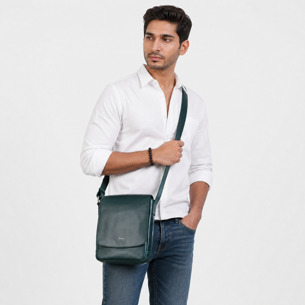 Sergio Small Leather Crossbody Bag#Color_Green