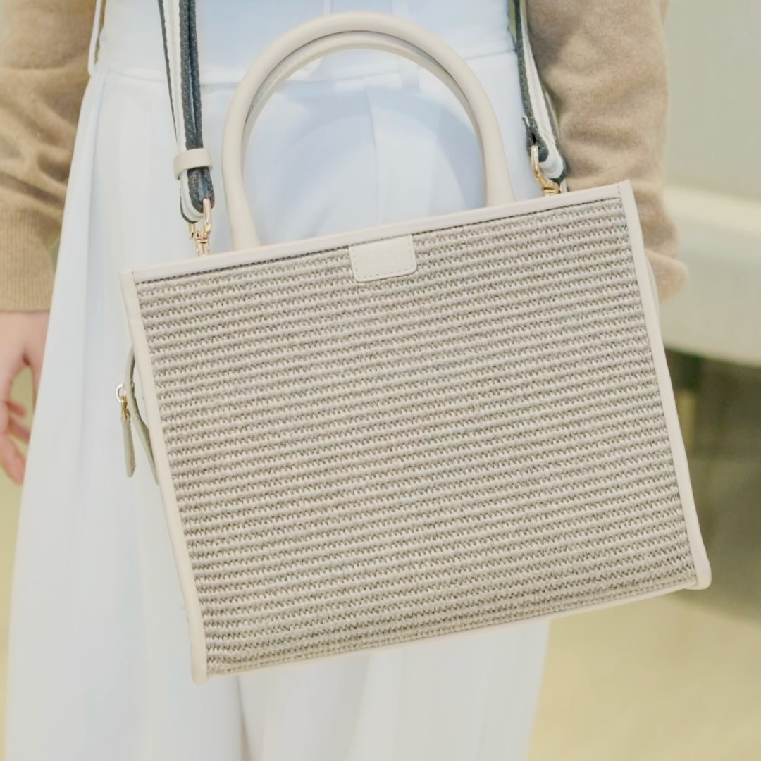 Raffia Book Tote#Color_Grey