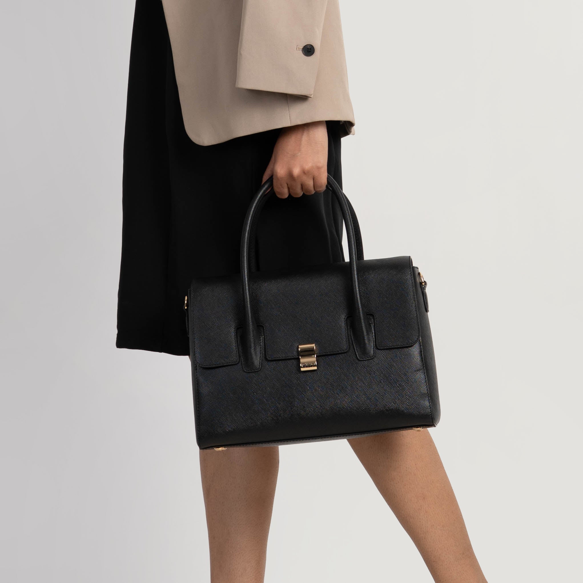 Saffiano Medium Top Handle#Color_Black