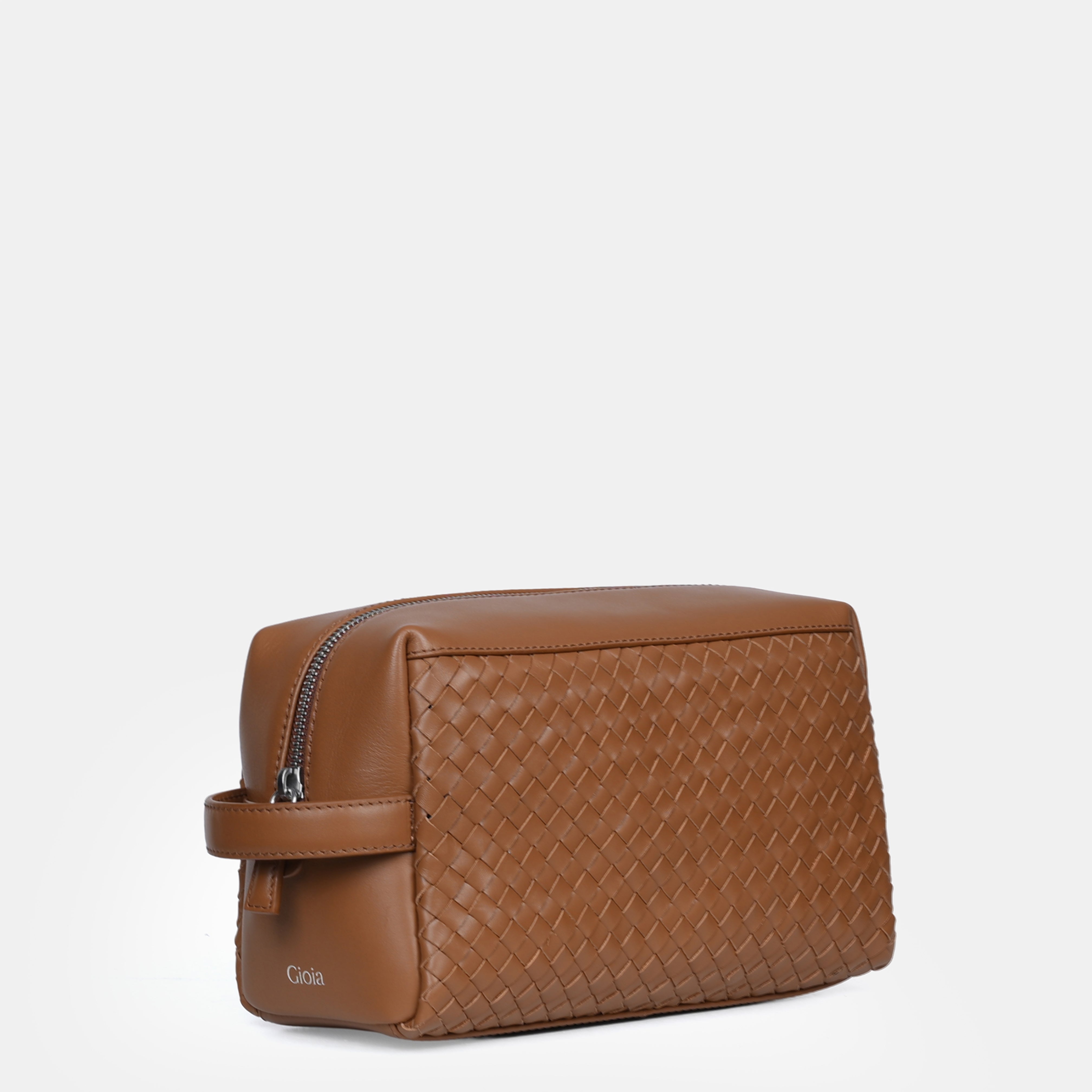 Enzo Woven Wash Bag#Color_Tan