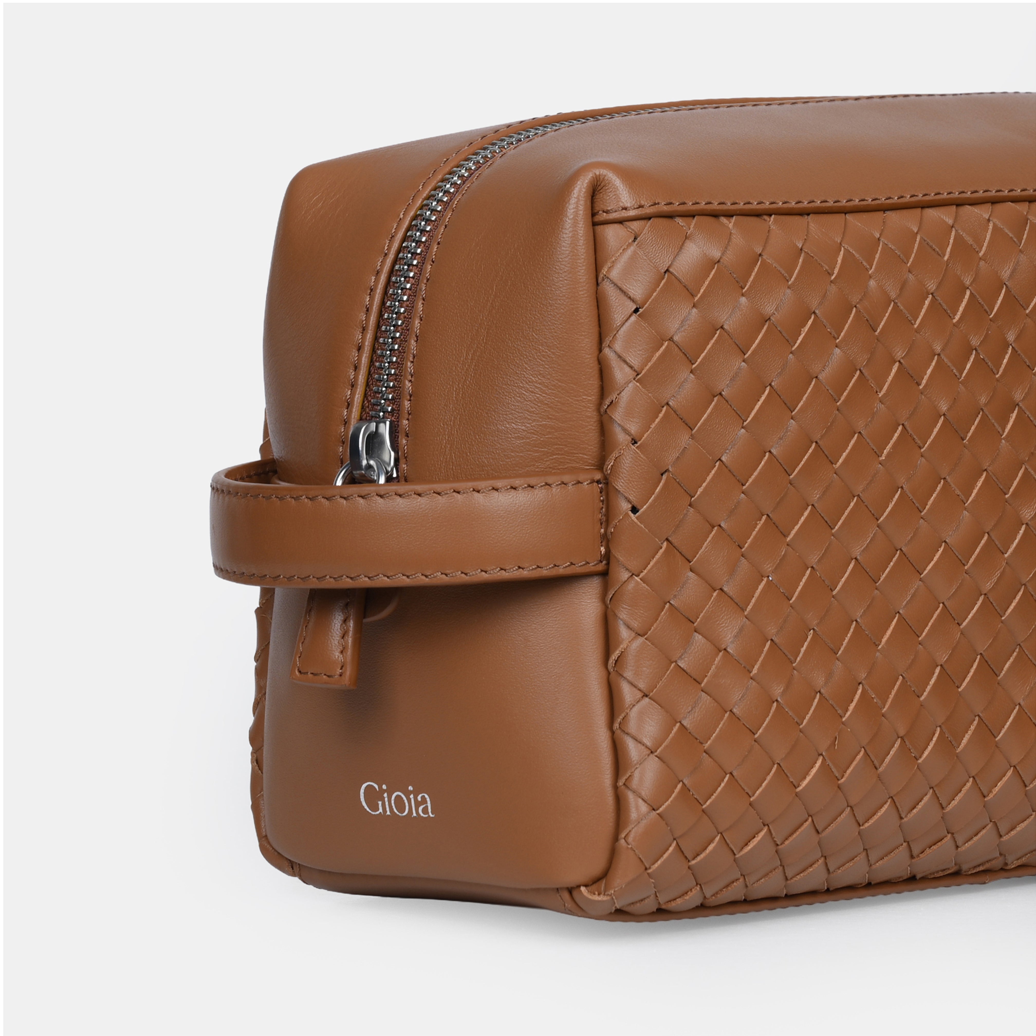 Enzo Woven Wash Bag#Color_Tan