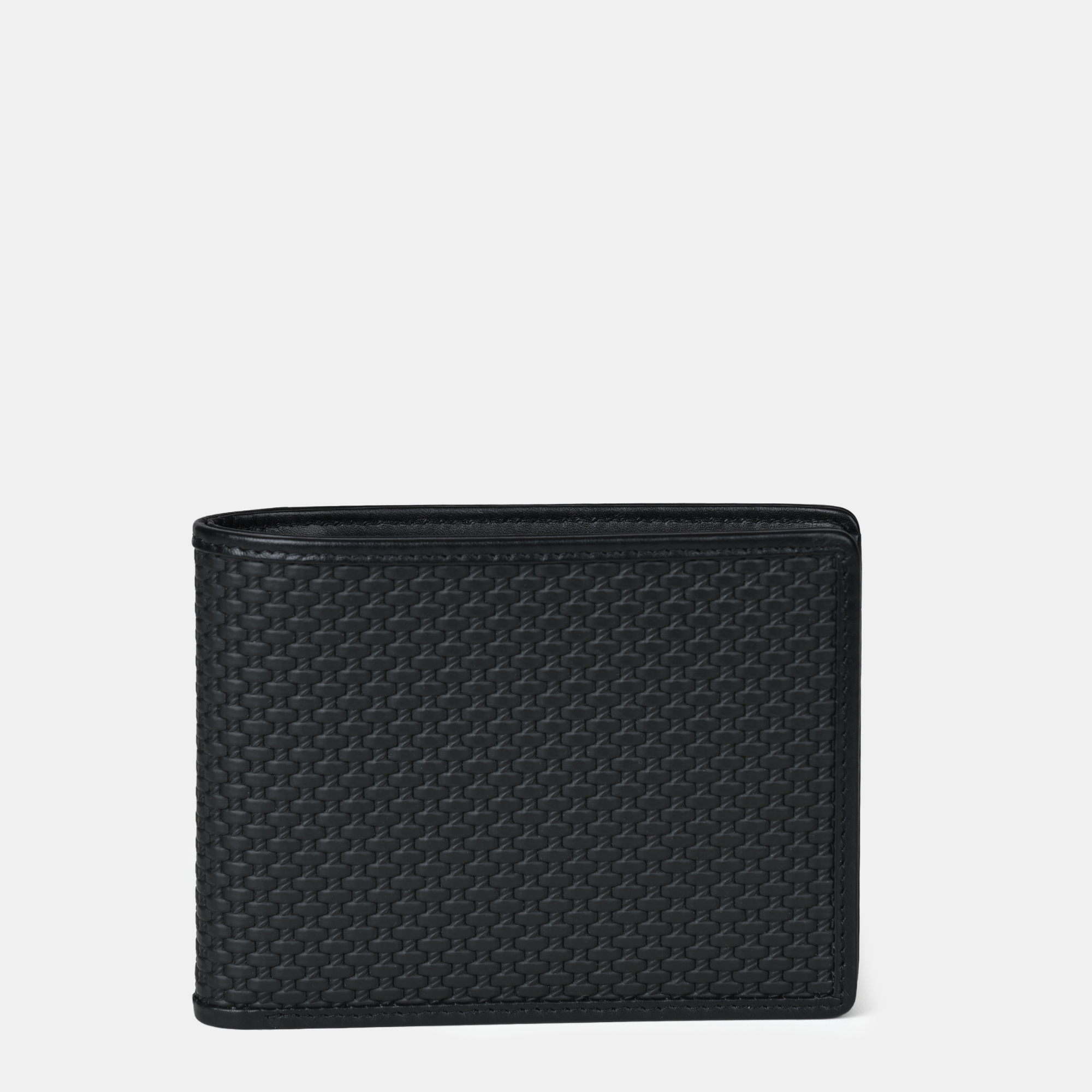 Italian Textured Bifold Wallet 4 cc with Coin Case Black