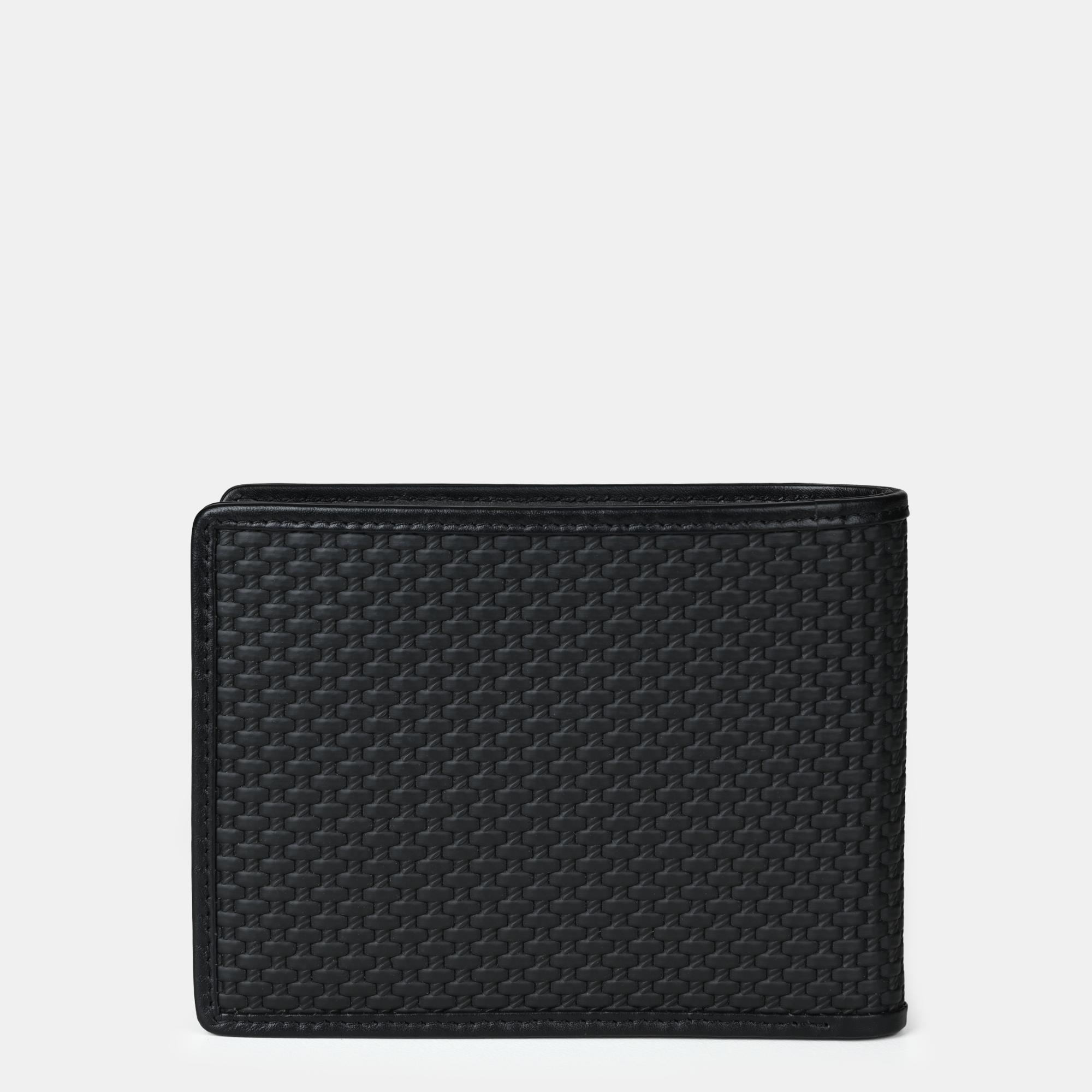 Italian Textured Bifold Wallet 4 cc with Coin Case Black