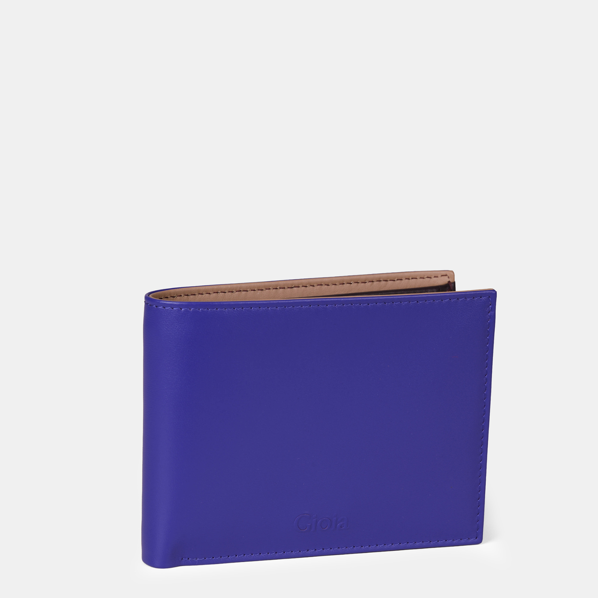 Multi-Color Bifold Wallet  with Coin Case 3cc#Color_Blue-Brown-Peach