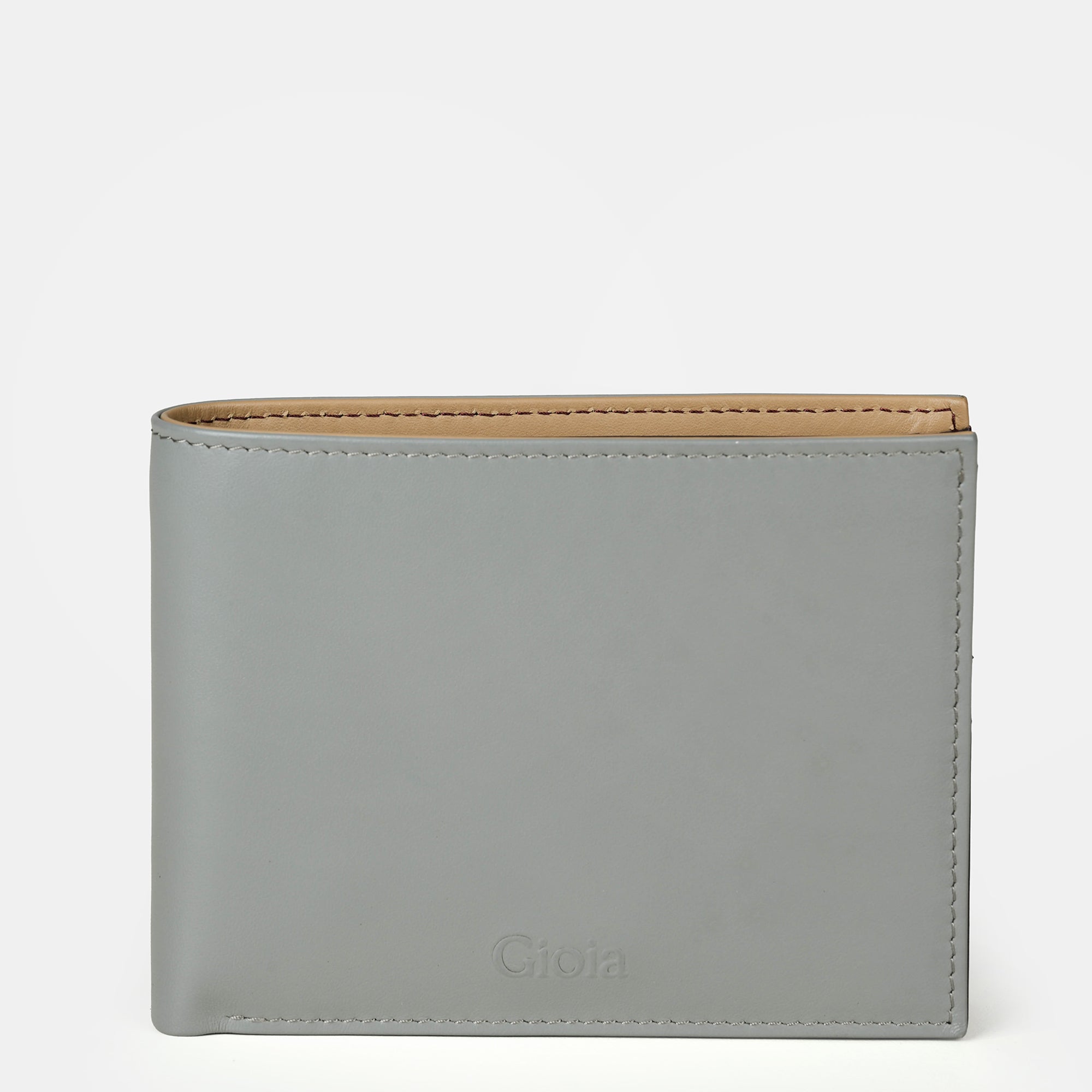 Multi-Color Bifold Wallet  with Coin Case 3cc#Color_Grey-Brown-Peach