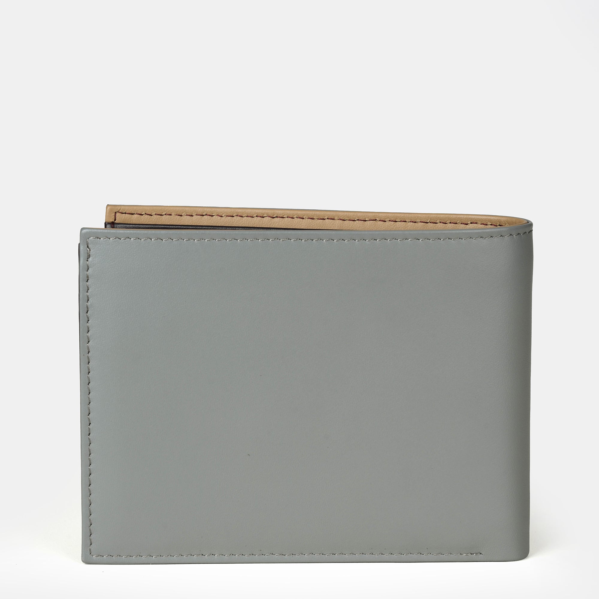 Multi-Color Bifold Wallet  with Coin Case 3cc#Color_Grey-Brown-Peach