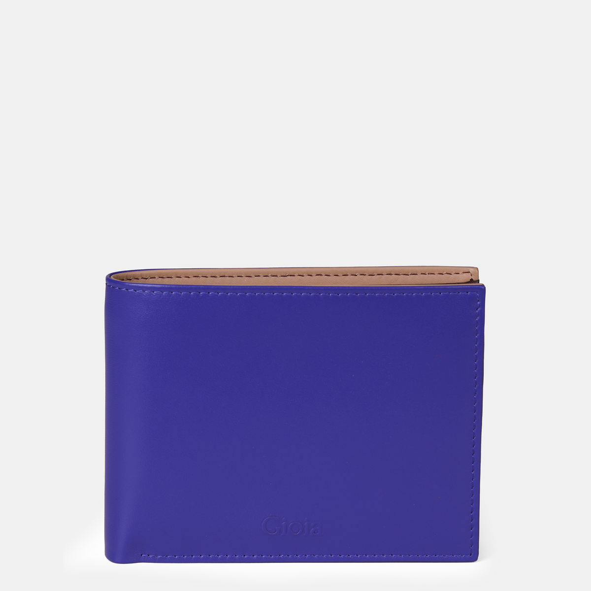 Multi-Color Bifold Wallet  with Coin Case 3cc#Color_Blue-Brown-Peach