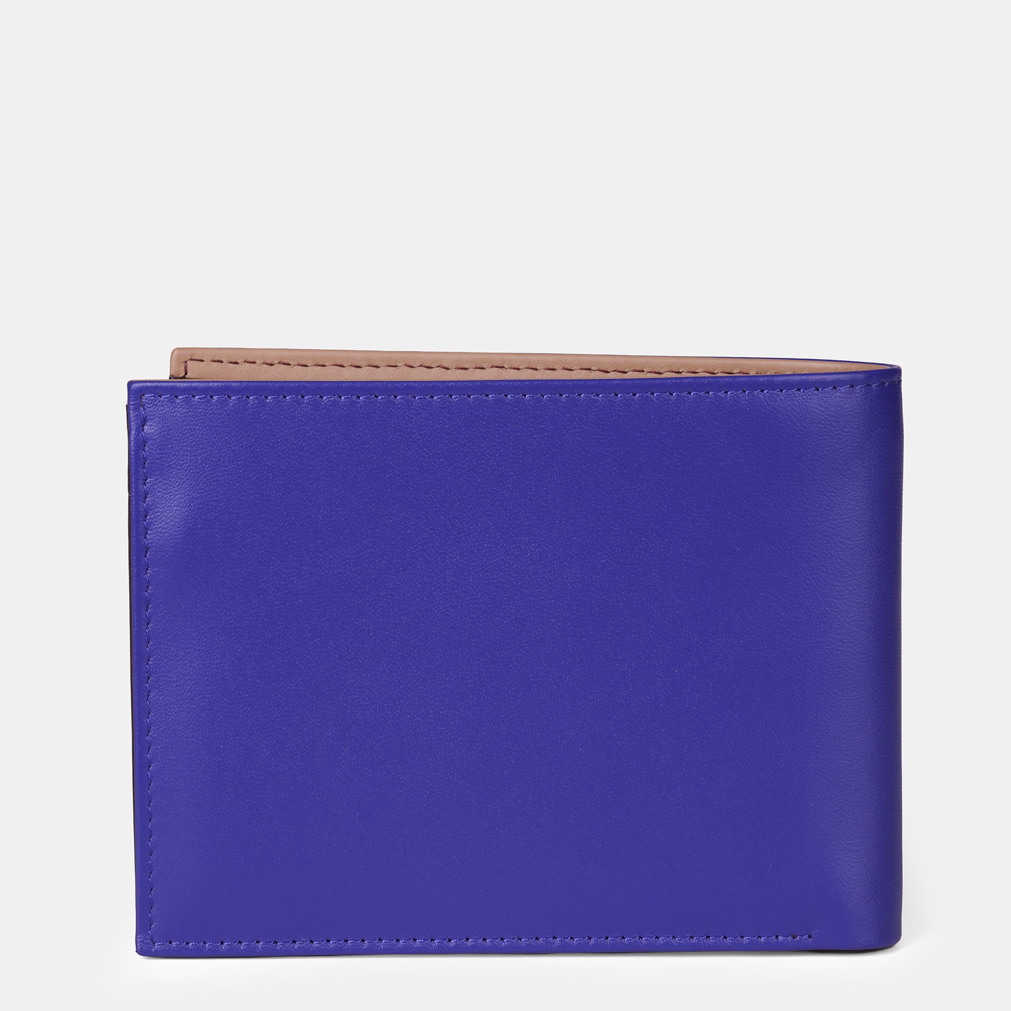 Multi-Color Bifold Wallet  with Coin Case 3cc#Color_Blue-Brown-Peach