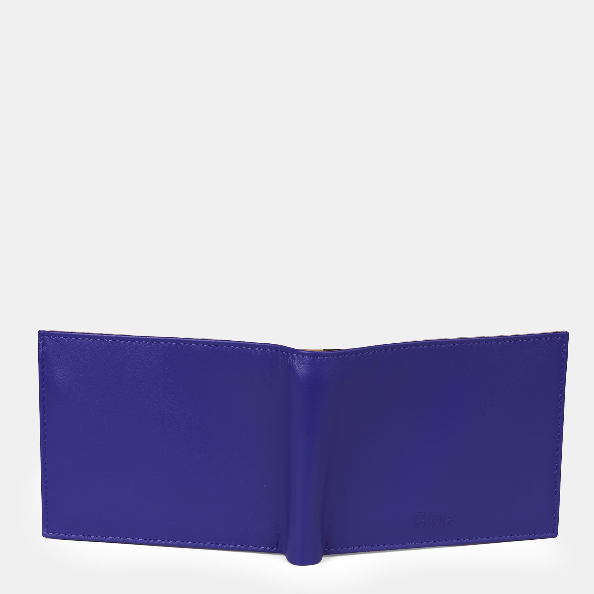 Multi-Color Bifold Wallet  with Coin Case 3cc#Color_Blue-Brown-Peach