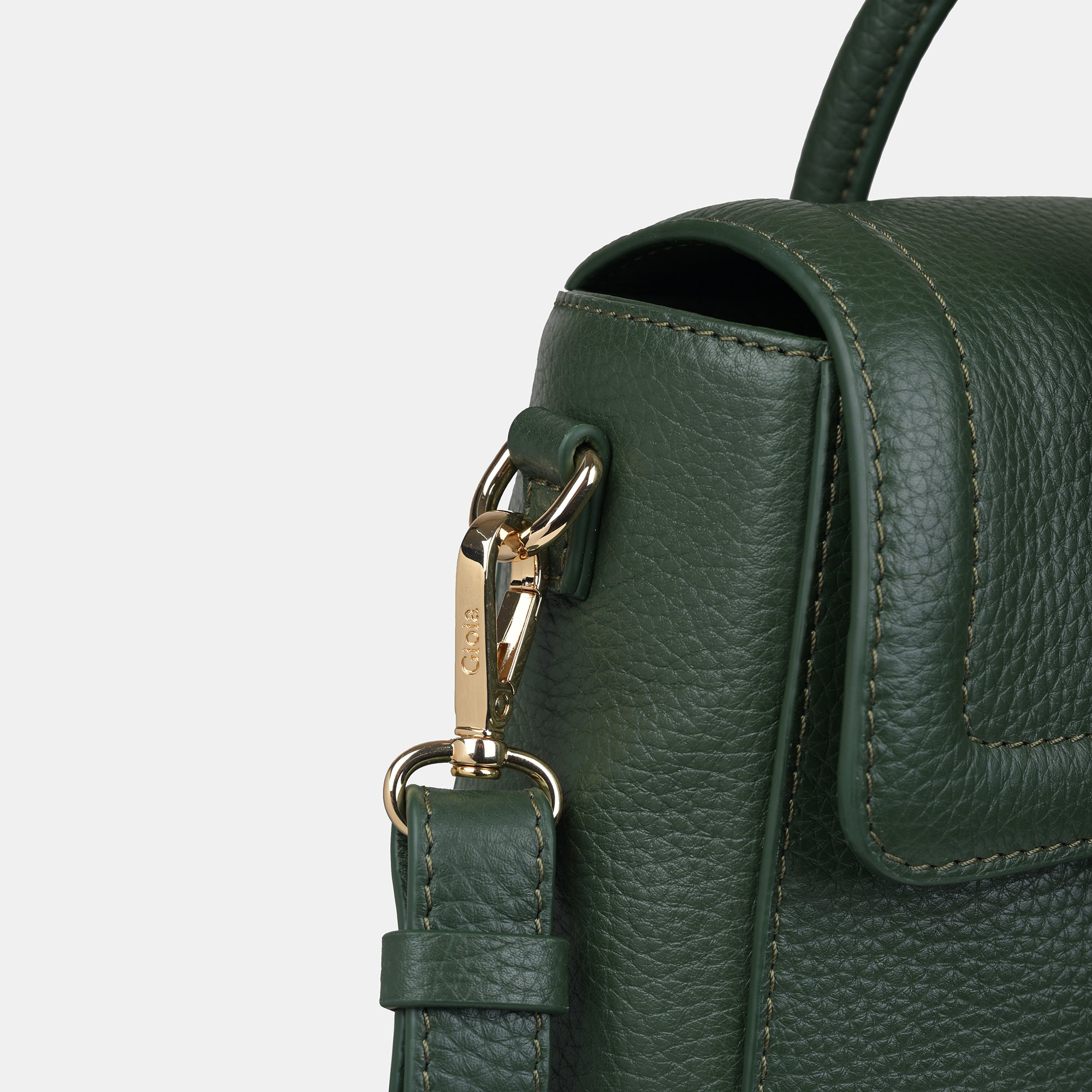 Anna Medium Leather Flapover Tote#Color_Green