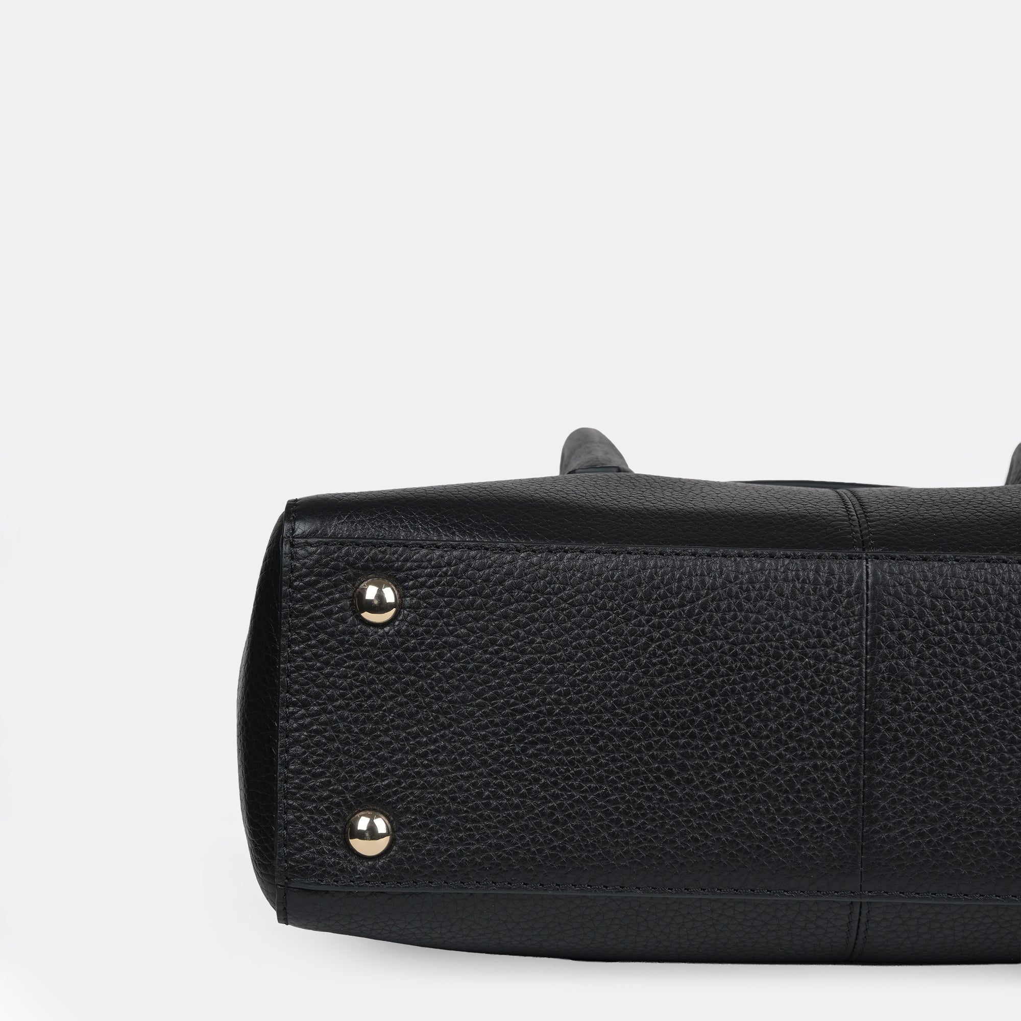 Anna Medium Leather Flapover Tote#Color_Black