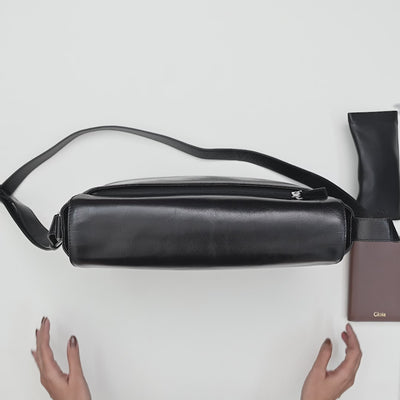 Sergio Leather Messenger Bag#Color_Black
