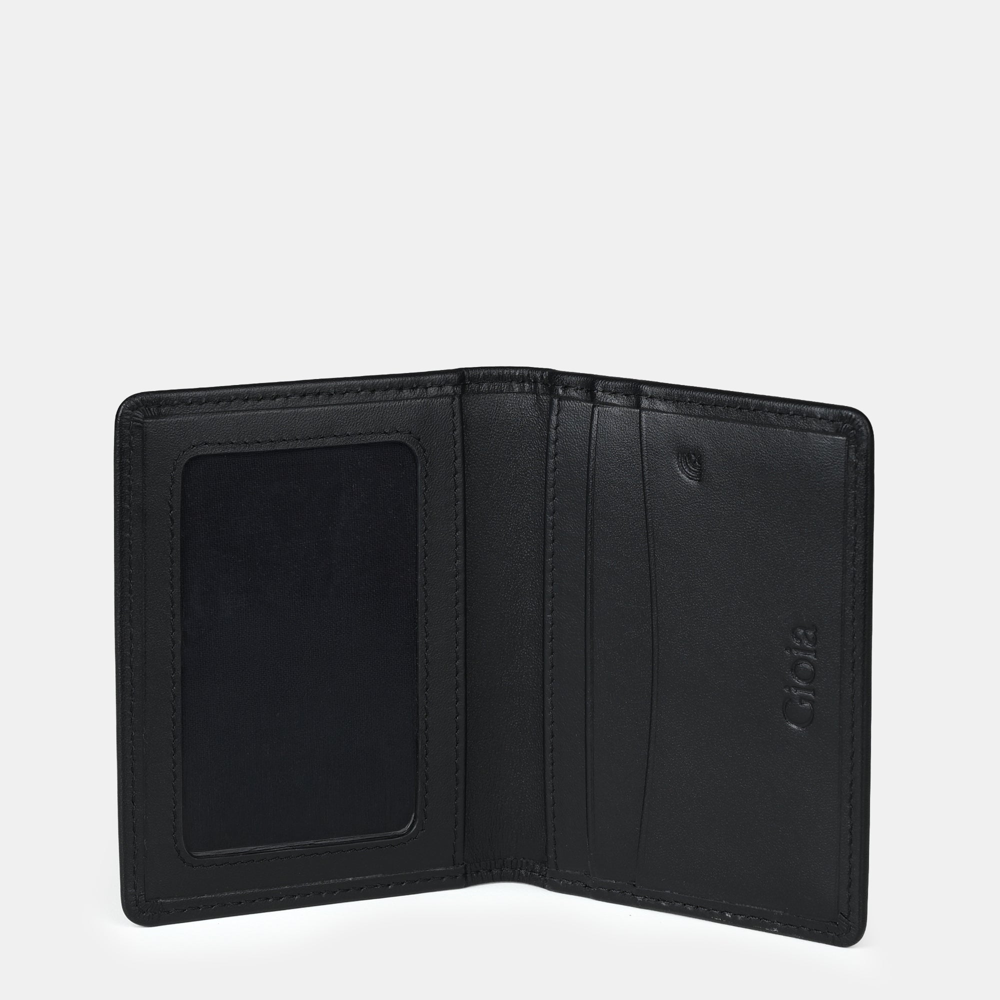 Enzo Leather Cardholder 3cc with ID slot#Color_Black